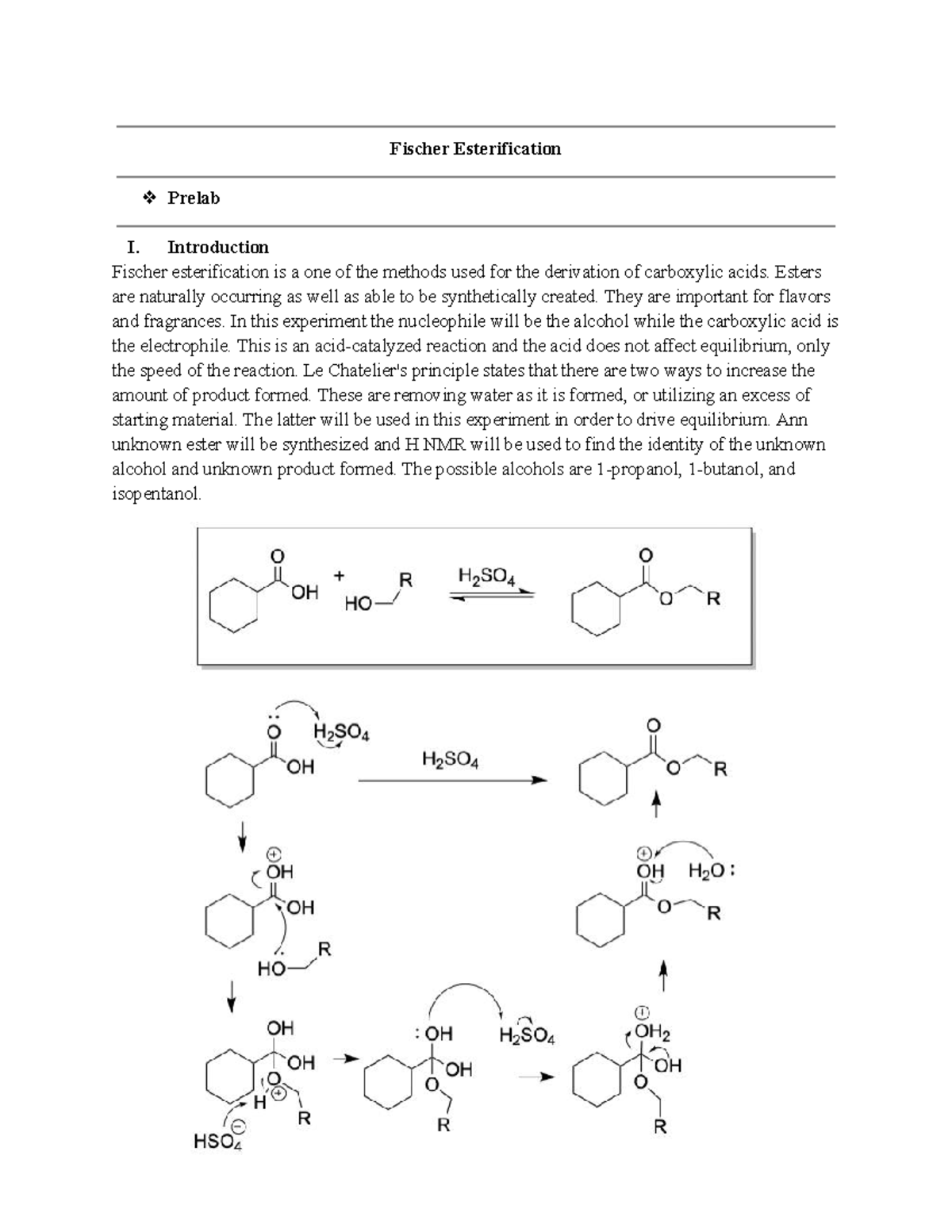 CHEM 2212L Fischer Esterification Lab Report and Analysis - Studocu