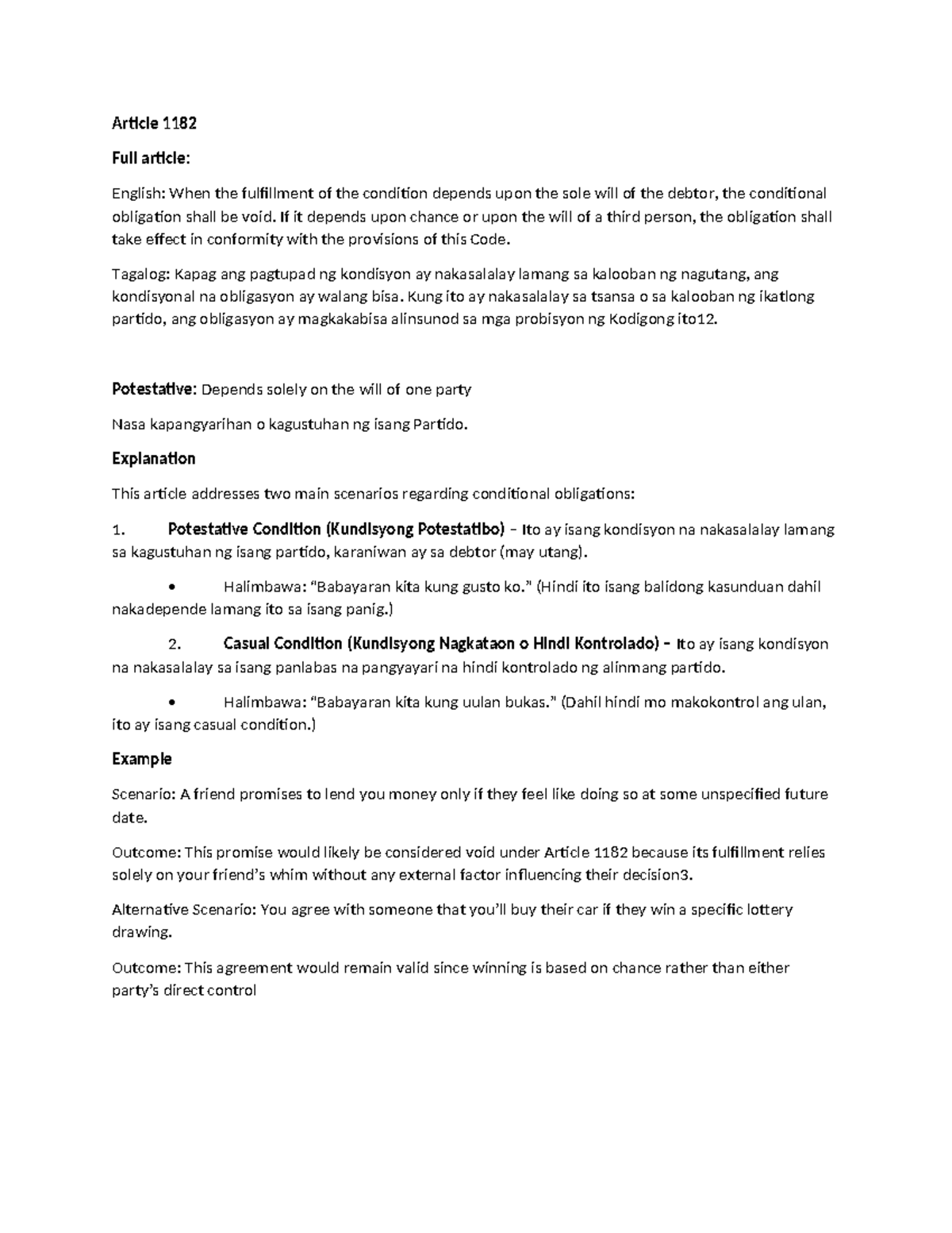 Oblicon Articles 1182-1186: Conditional Obligations Explained with ...