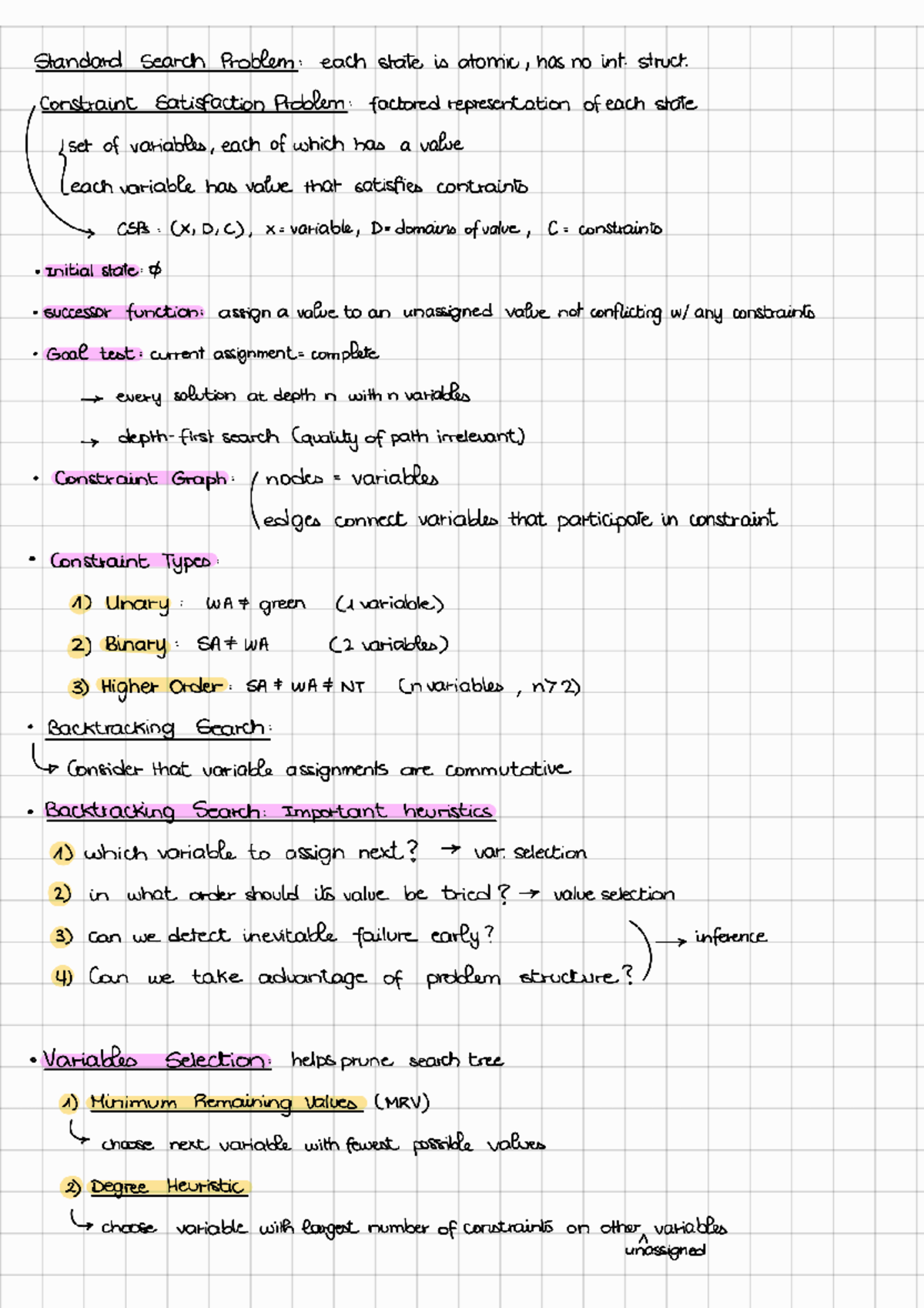 KI W3 constraint satisfaction problems - Standard Search Problem: each ...