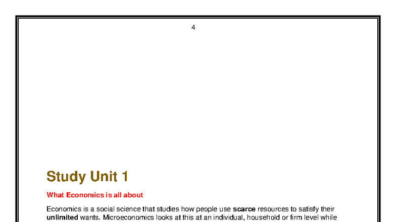 Unit 1: Understanding Economics - Key Concepts and Theories - Studocu