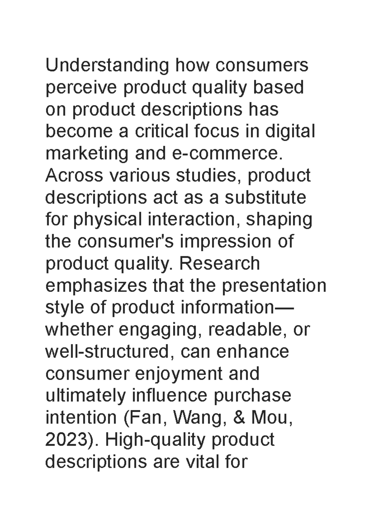 Understanding Consumer Perception of Product Quality in Digital ...