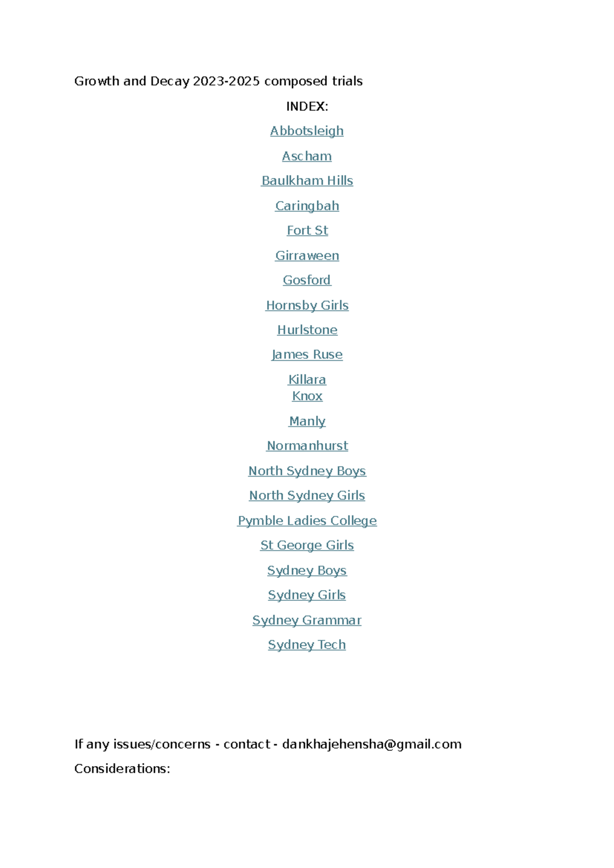 Growth and Decay Trials Index (2023-2025) for ABB, ASC, CAR, BAU - Studocu