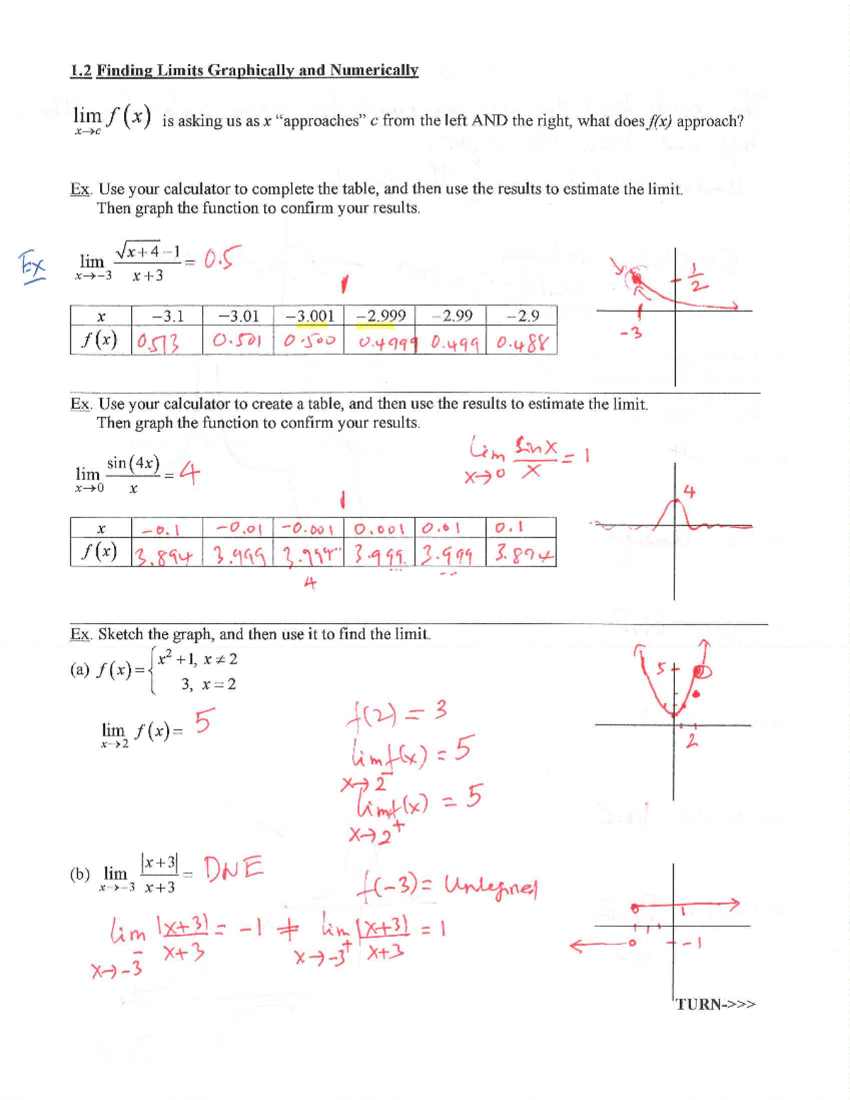KEY+Notes+Limit+day+1 - 1 Finding Limits Graphically and Numerically ...