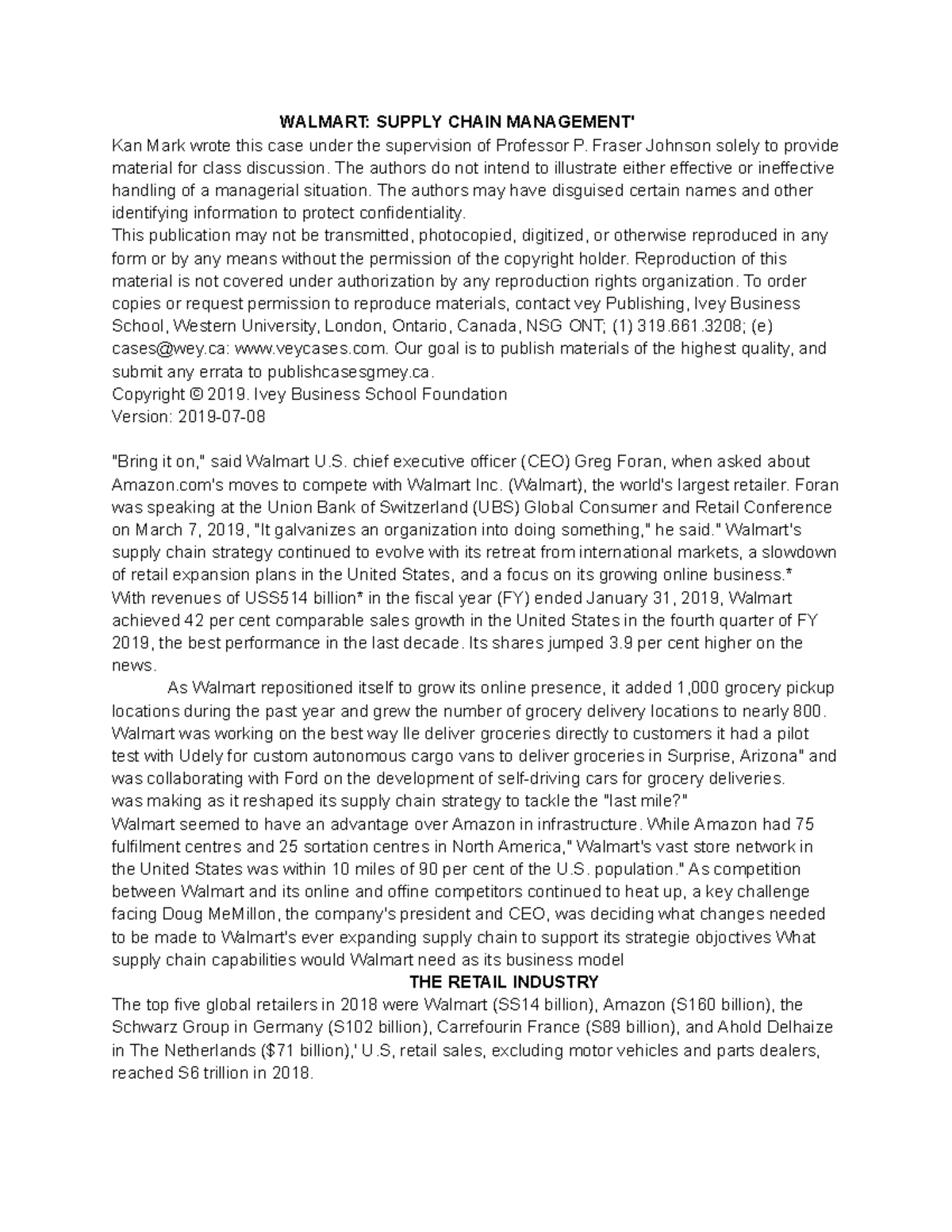 Walmart: Evolving Supply Chain Management Strategies (Case Study) - Studocu