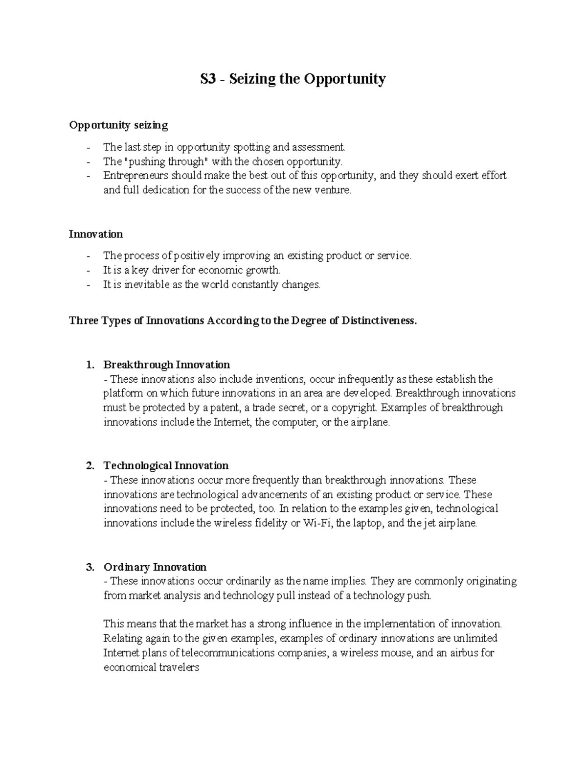 Entrep- S3 Seizing Opportunities: Innovation & Value Propositions ...