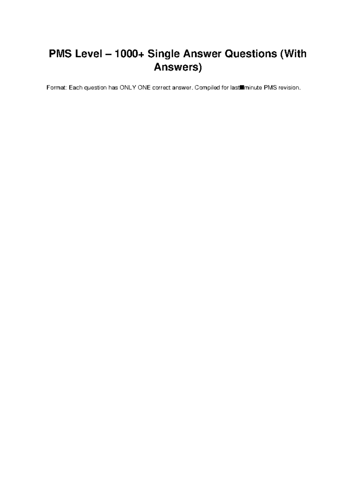 PMS 1000 Single Answer Questions on World Capitals and Sports - Studocu