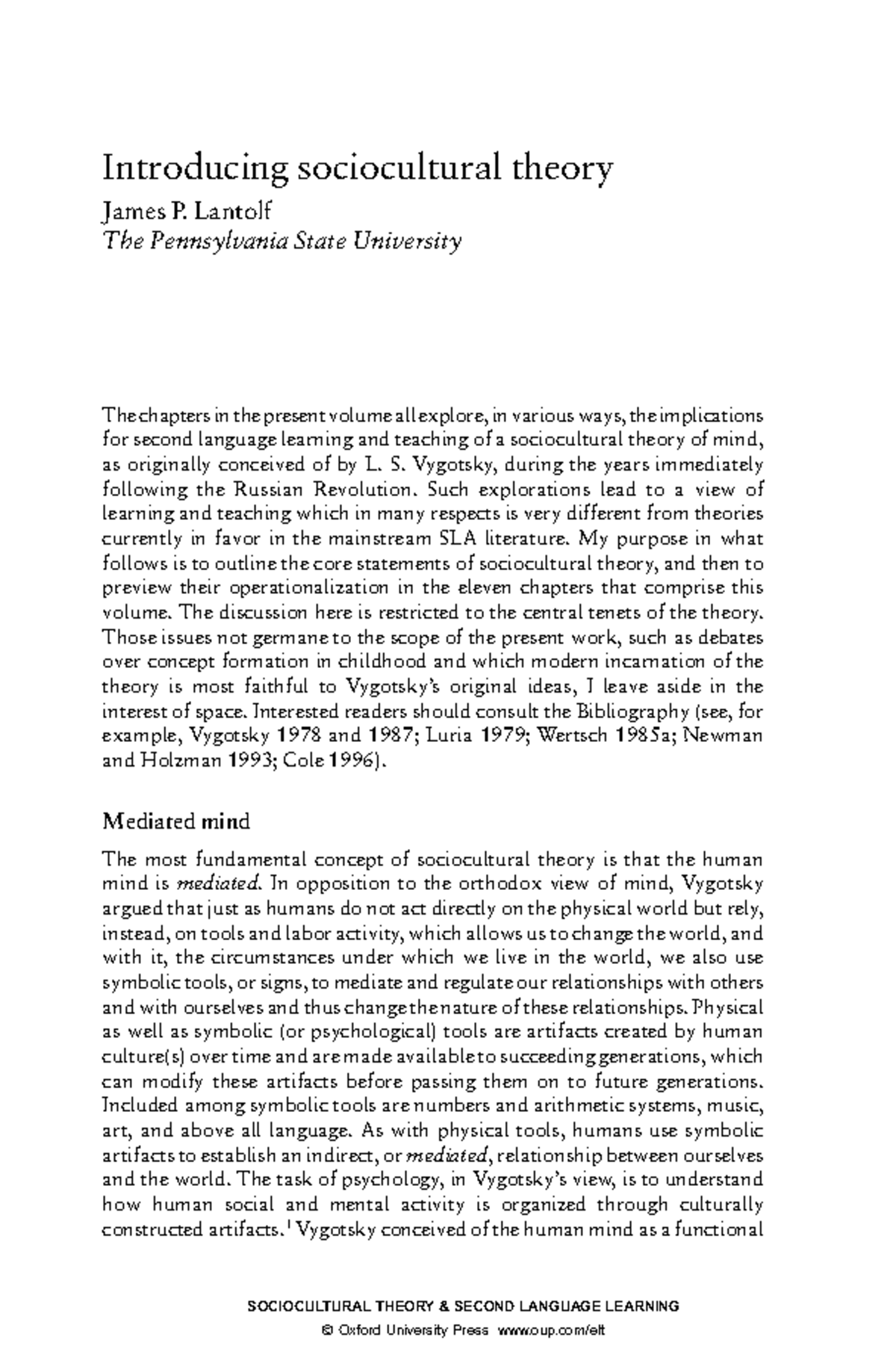 Sociocultural Theory & Its Impact on Second Language Learning - Studocu