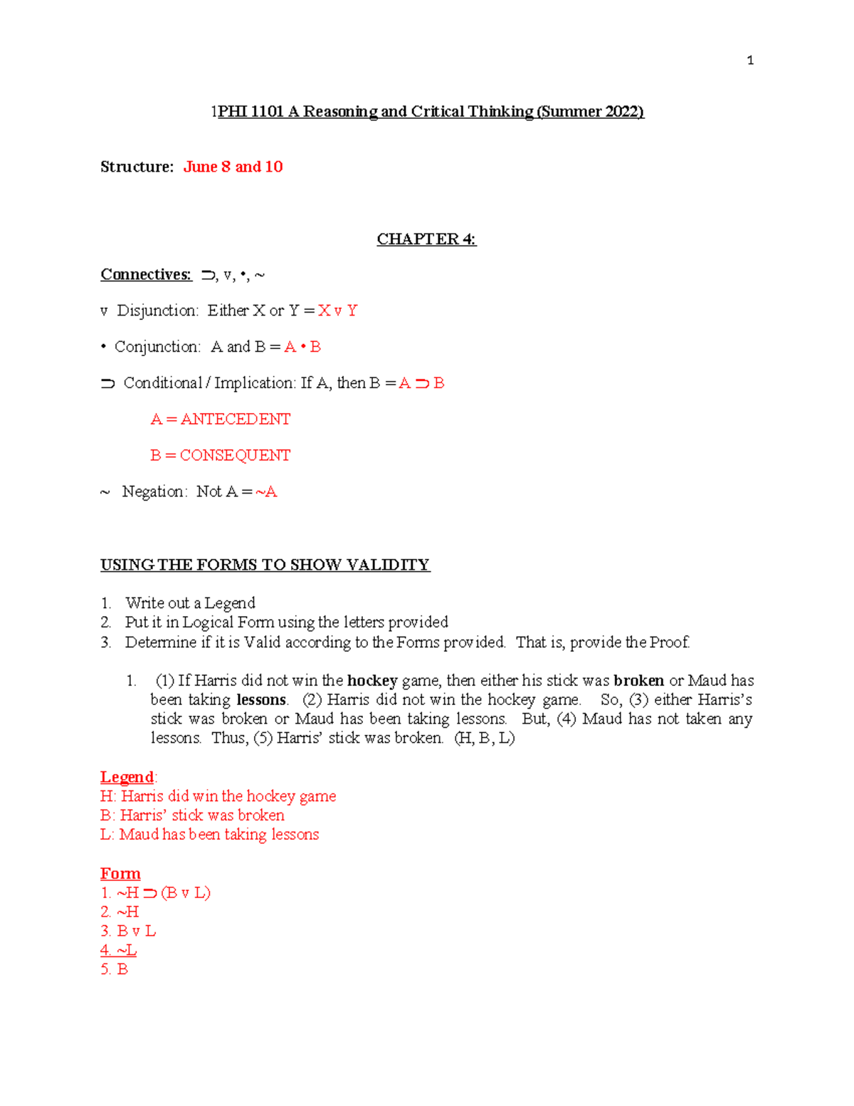 6. Structure June 8 and 10 - 1 PHI 1101 A Reasoning and Critical ...
