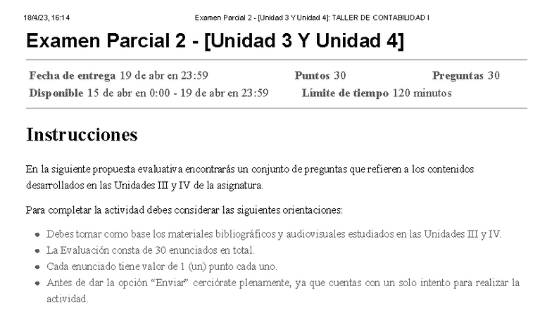 Examen Parcial 2 - Unidad 3 y 4 | Taller de Contabilidad I - Studocu