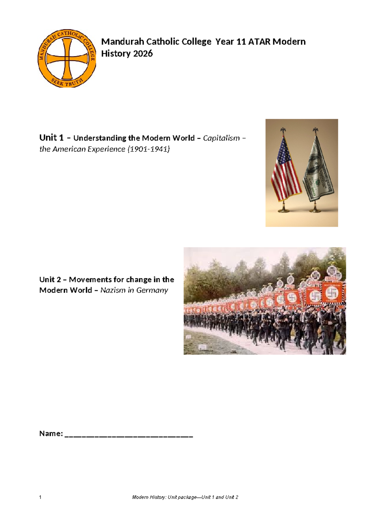 2026 Year 11 ATAR Modern History Course Outline: Units 1 & 2 Overview ...