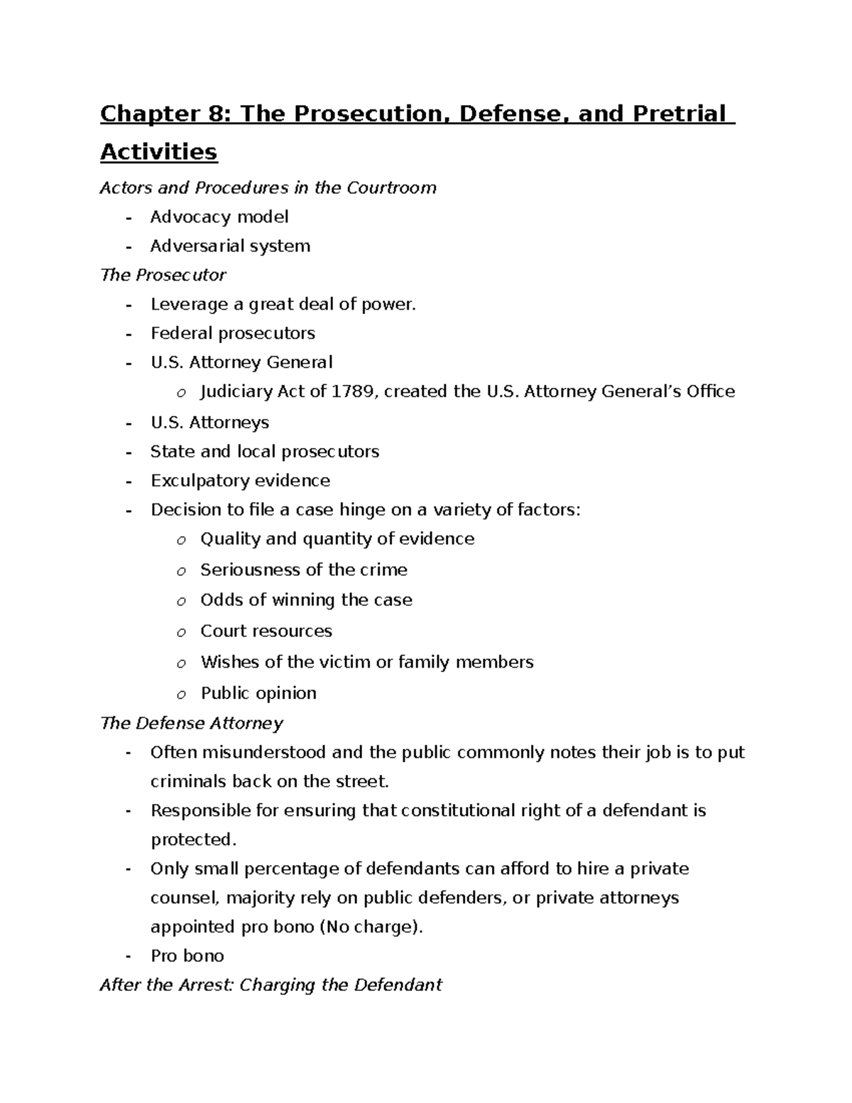 Chapter 8 The Prosecution, Defense, and Pretrial Activities - Federal ...