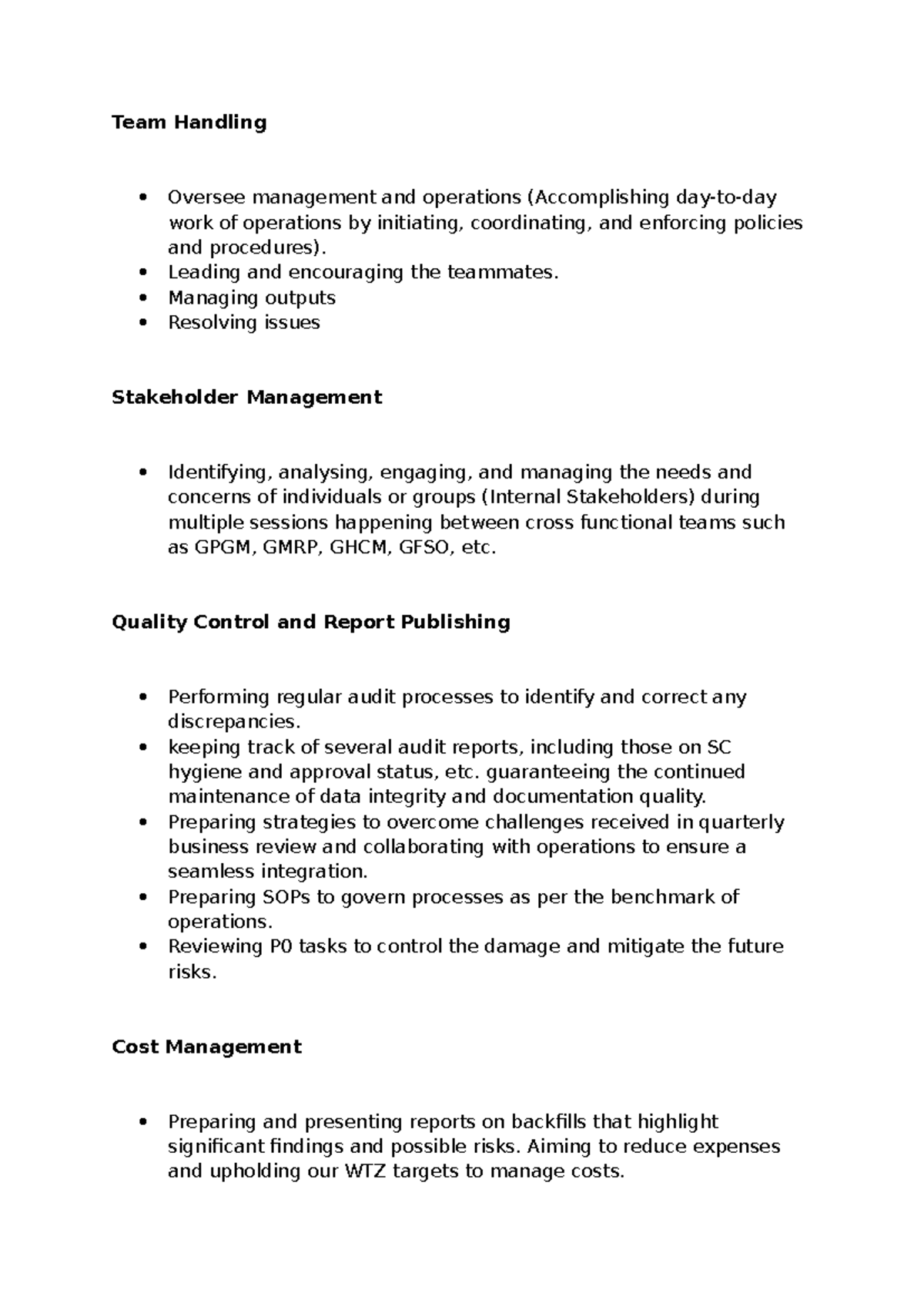 Team Handling - Team Handling Oversee management and operations ...