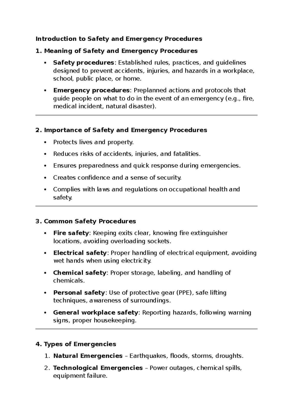 Emergency and Safety Procedures Overview: Key Concepts and Guidelines ...