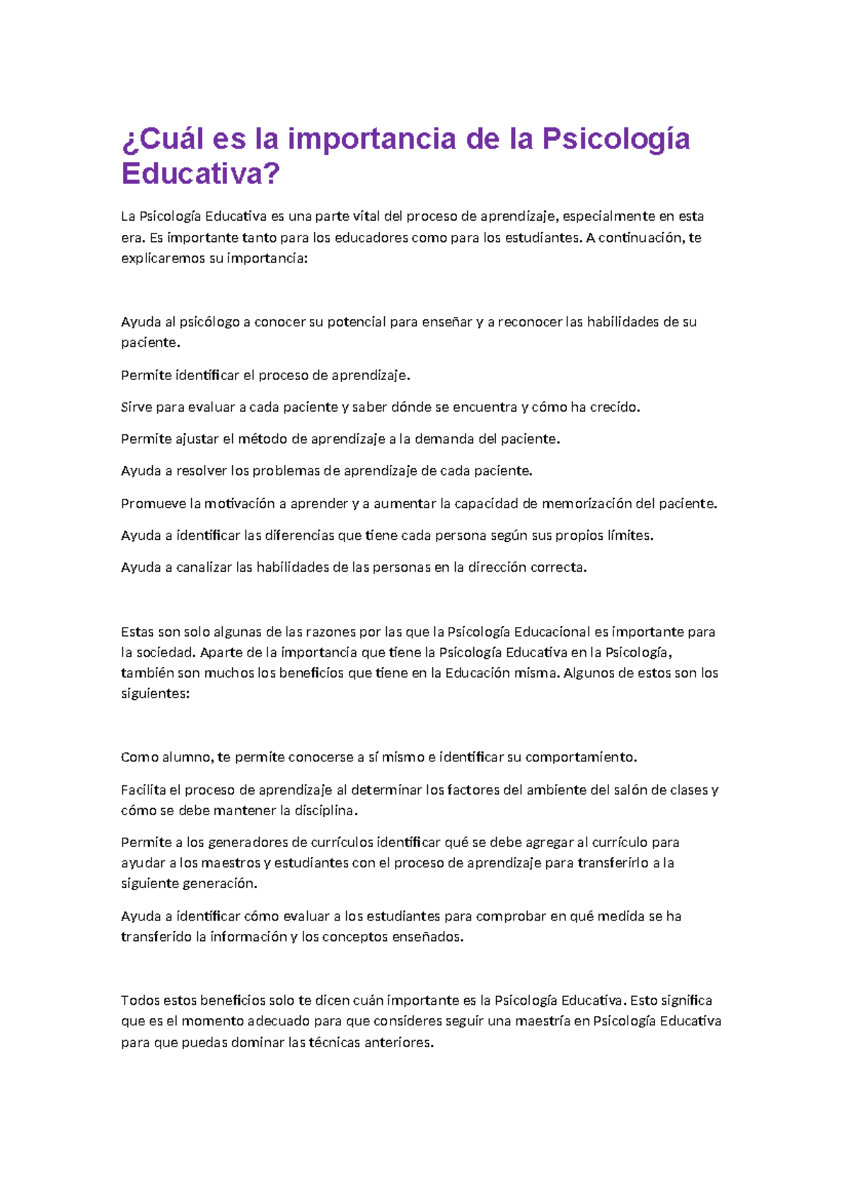 Cuál es la importancia de la Psicología Educativa - ¿Cuál es la ...