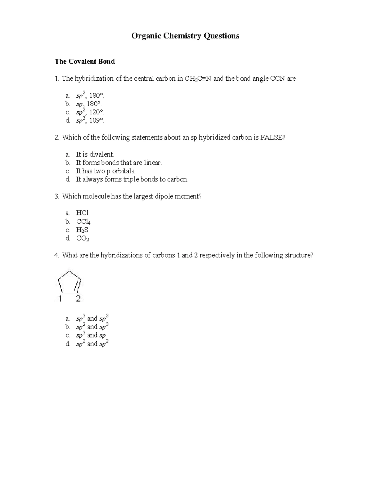 Organic Chemistry ACS sample Questions - ACS Examination guide ...