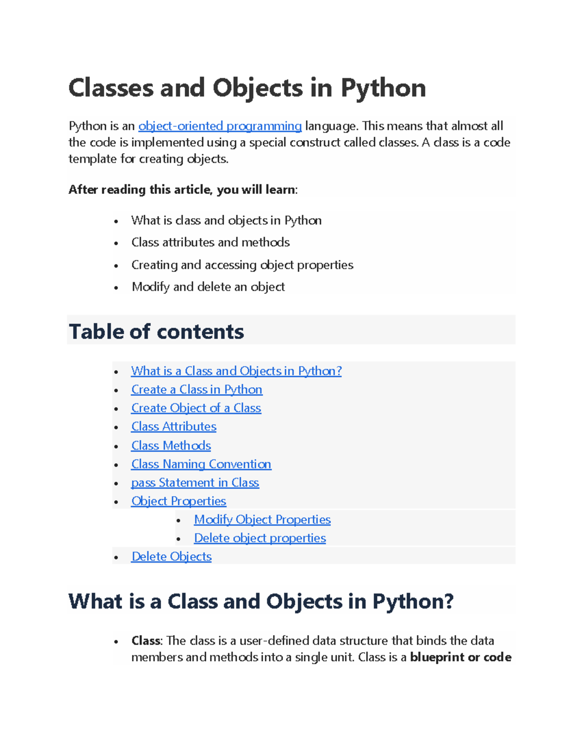 Classes and Objects in Python: A Comprehensive Guide (CS101) - Studocu