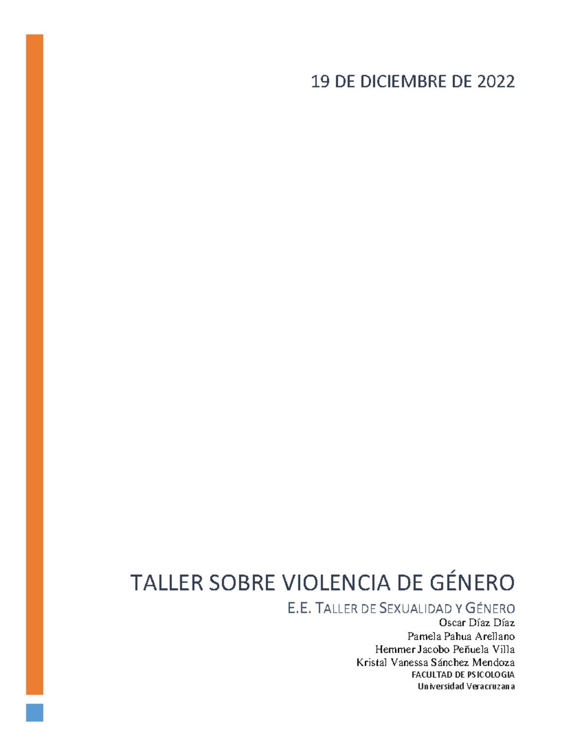 Violencia de genero_Taller - TALLER SOBRE VIOLENCIA DE GÉNERO E. TALLER ...