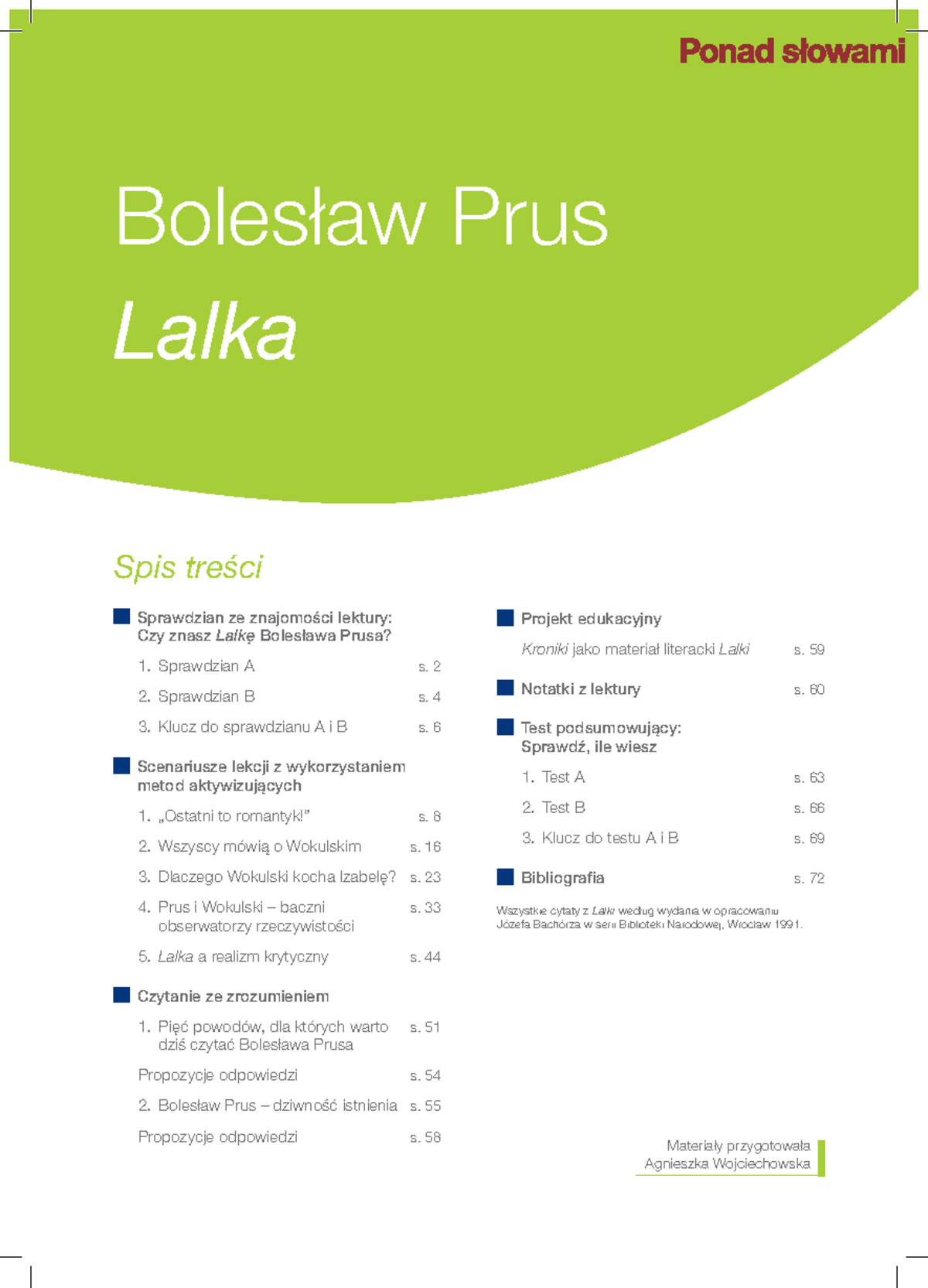 Sprawdzian A i B: Lektura "Lalka" Bolesława Prusa - Klucz do