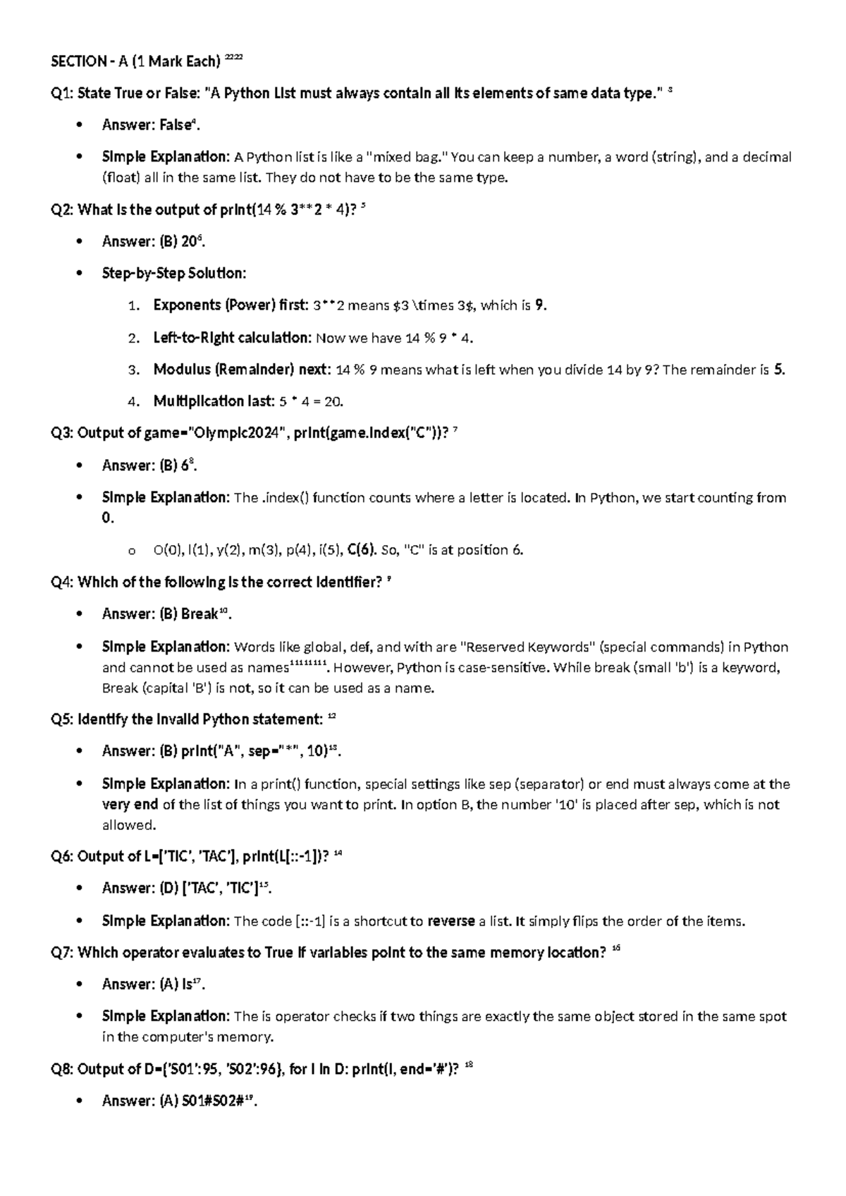 Sample Paper 1 - Python Programming Concepts and SQL Commands - Studocu