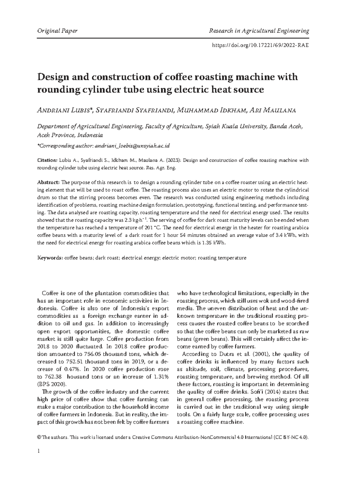 Design and Construction of Coffee Roasting Machine (AE 2023) - Studocu