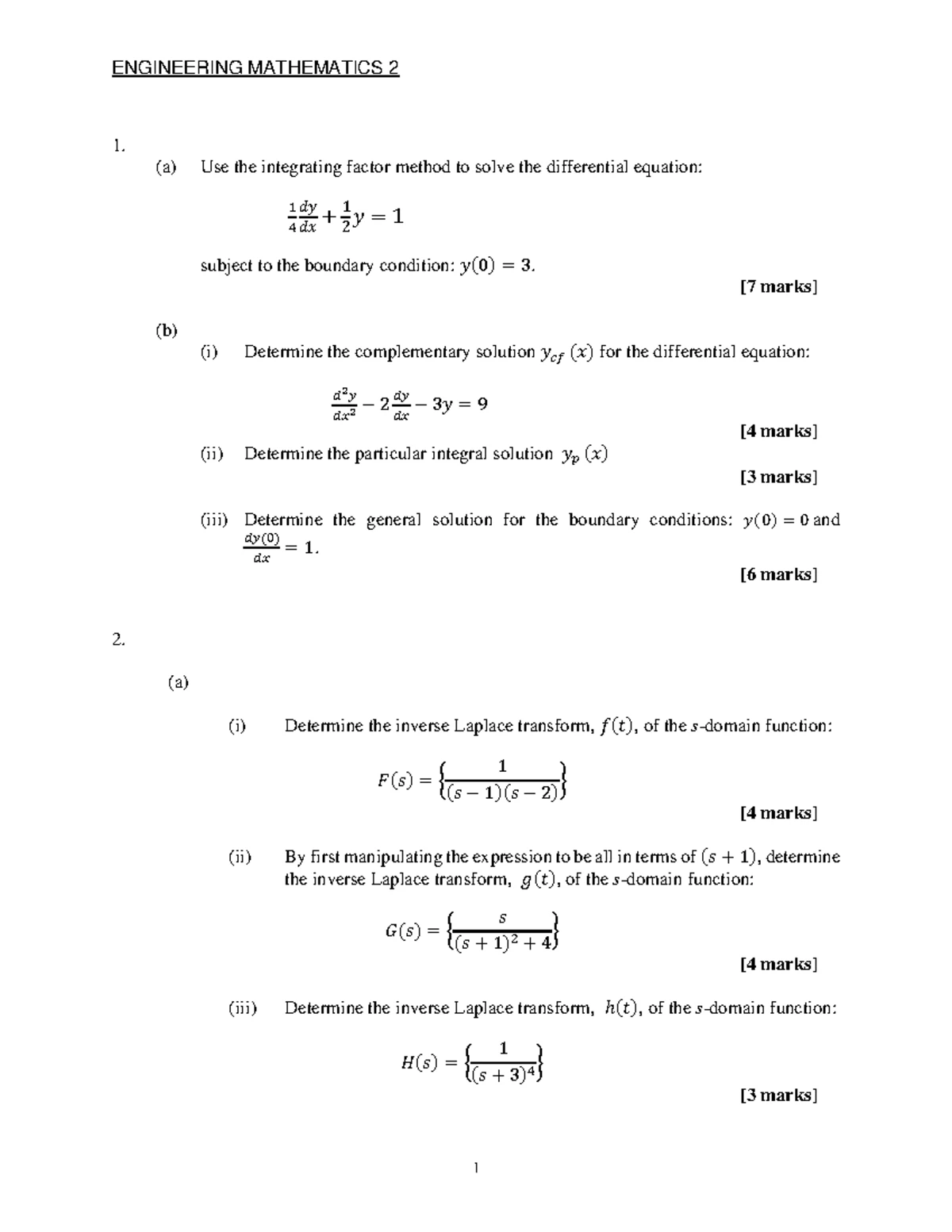 Engineering Maths 2 - Sheet 4 Solutions for Autumn Term 2013 - Studocu