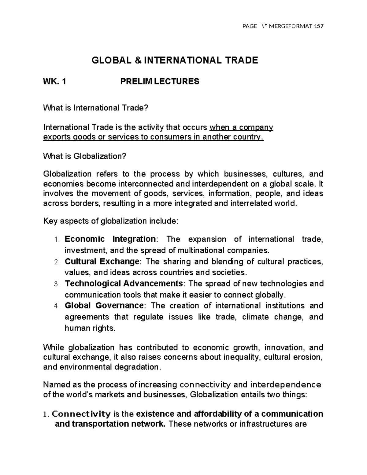 Globalization and International Trade Lectures - INT'L Trade Insights ...