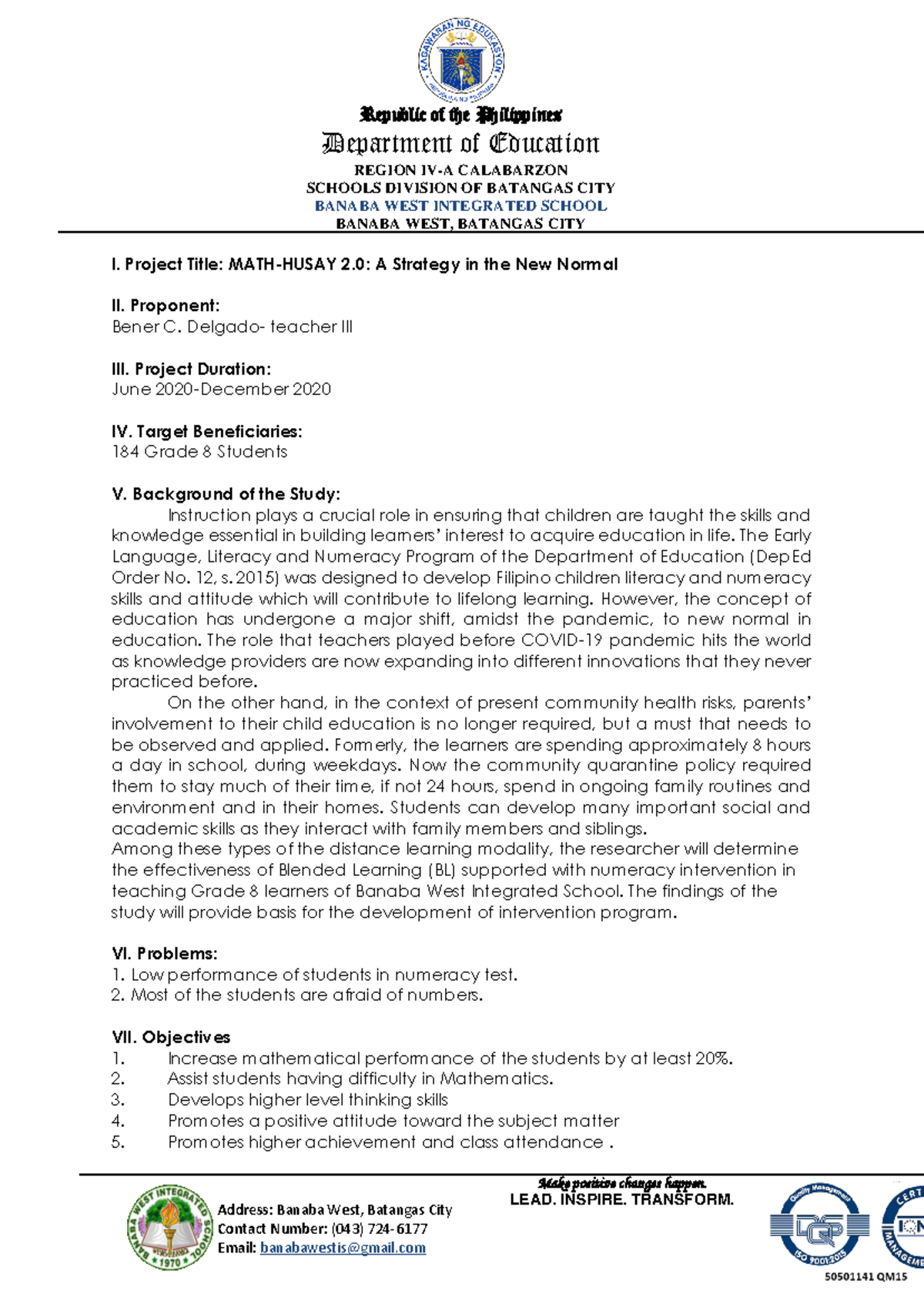 MATH-HUSAY 2: Innovative Strategies for Grade 8 Numeracy Improvement - Document Preview