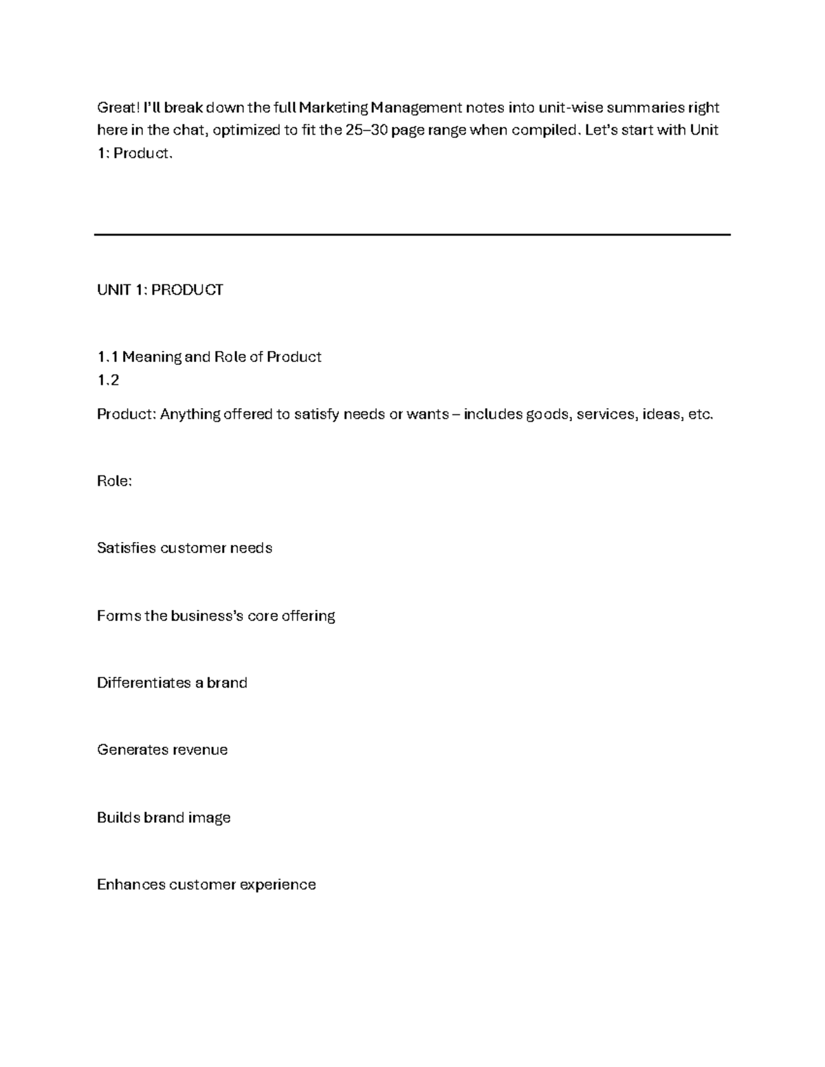 Marketing Management Notes: Unit 1 - Product Overview and Key Concepts ...