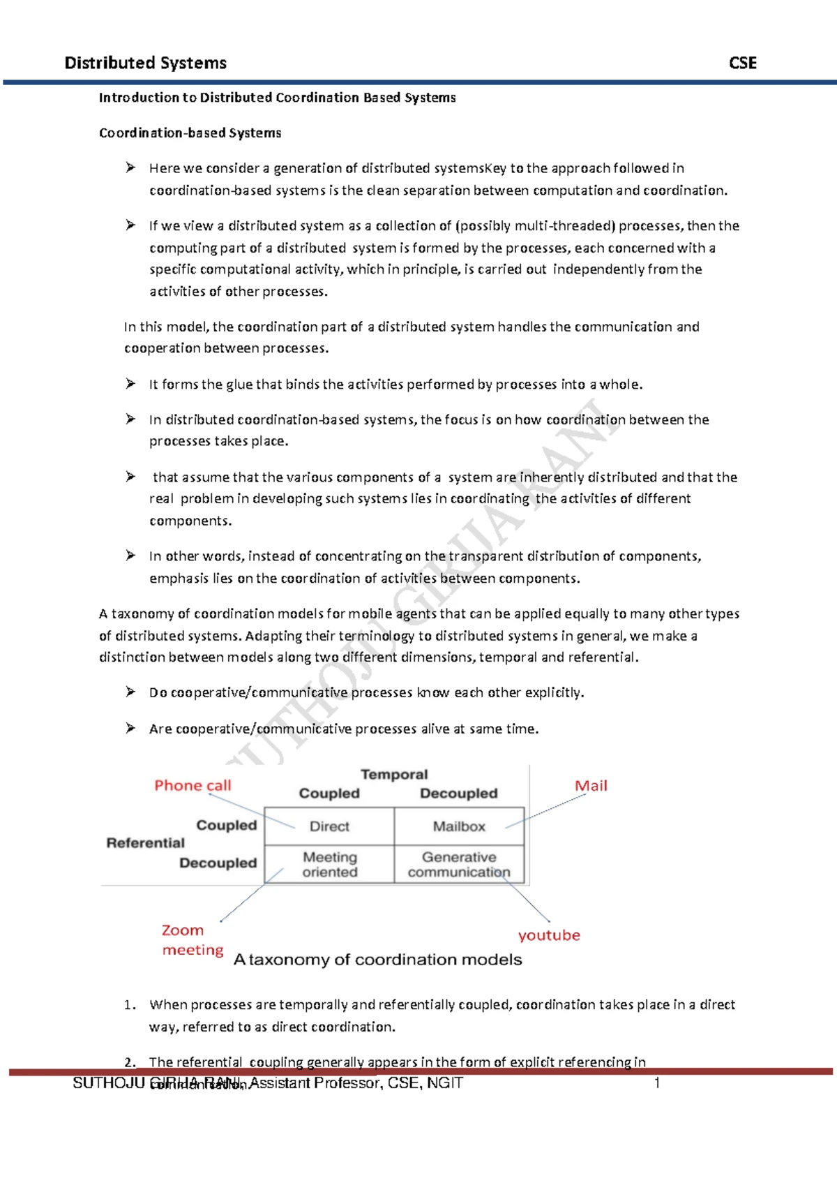 Dist Sys Unit 1 Lecture Notes: Definitions, Characteristics, and ...