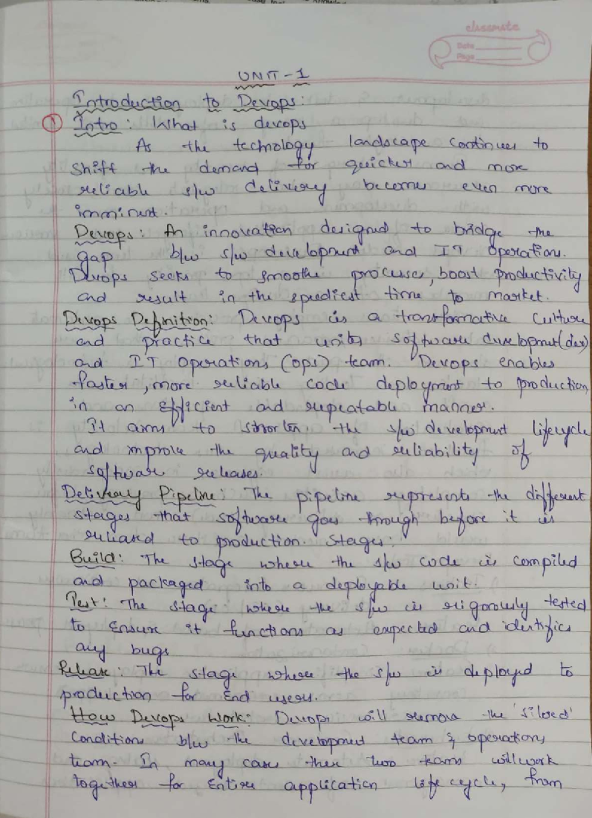 DevOps 1st Unit Study Notes - Key Concepts and Applications - Studocu