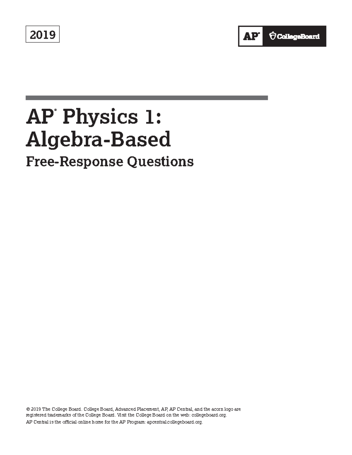 AP19 Physics 1 Free-Response Questions – Exam Overview - Studocu