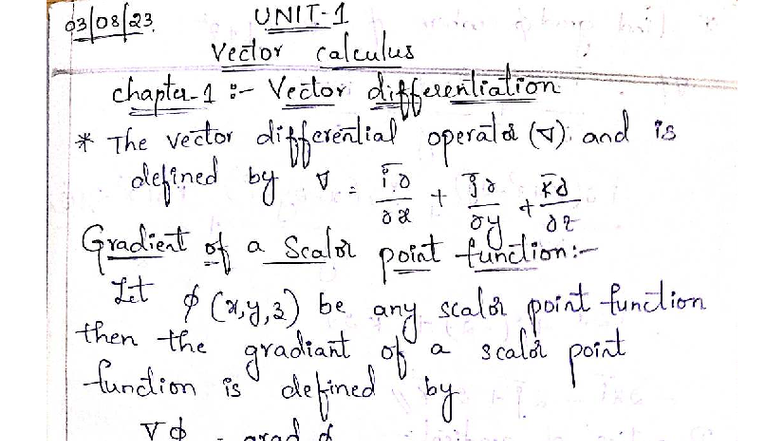 Vector Calculus M3: Gradient and Directional Derivatives in Unit 1 ...
