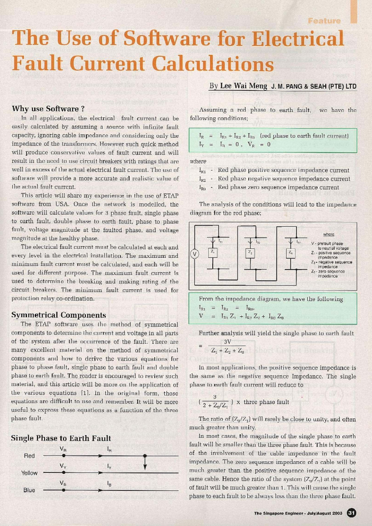 Electrical Fault Current Calculations Using ETAP Software (ENG 101 ...