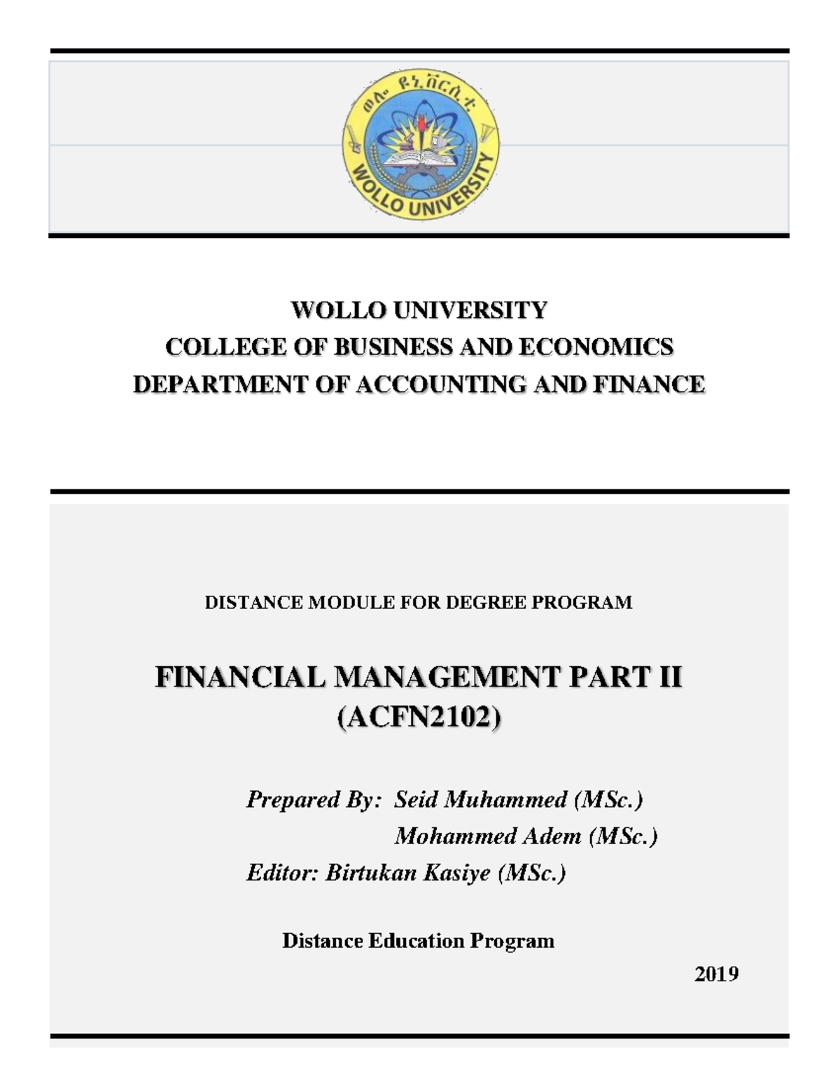 ACFN2102 Financial Management II (FM II) Final Lecture Notes - Studocu