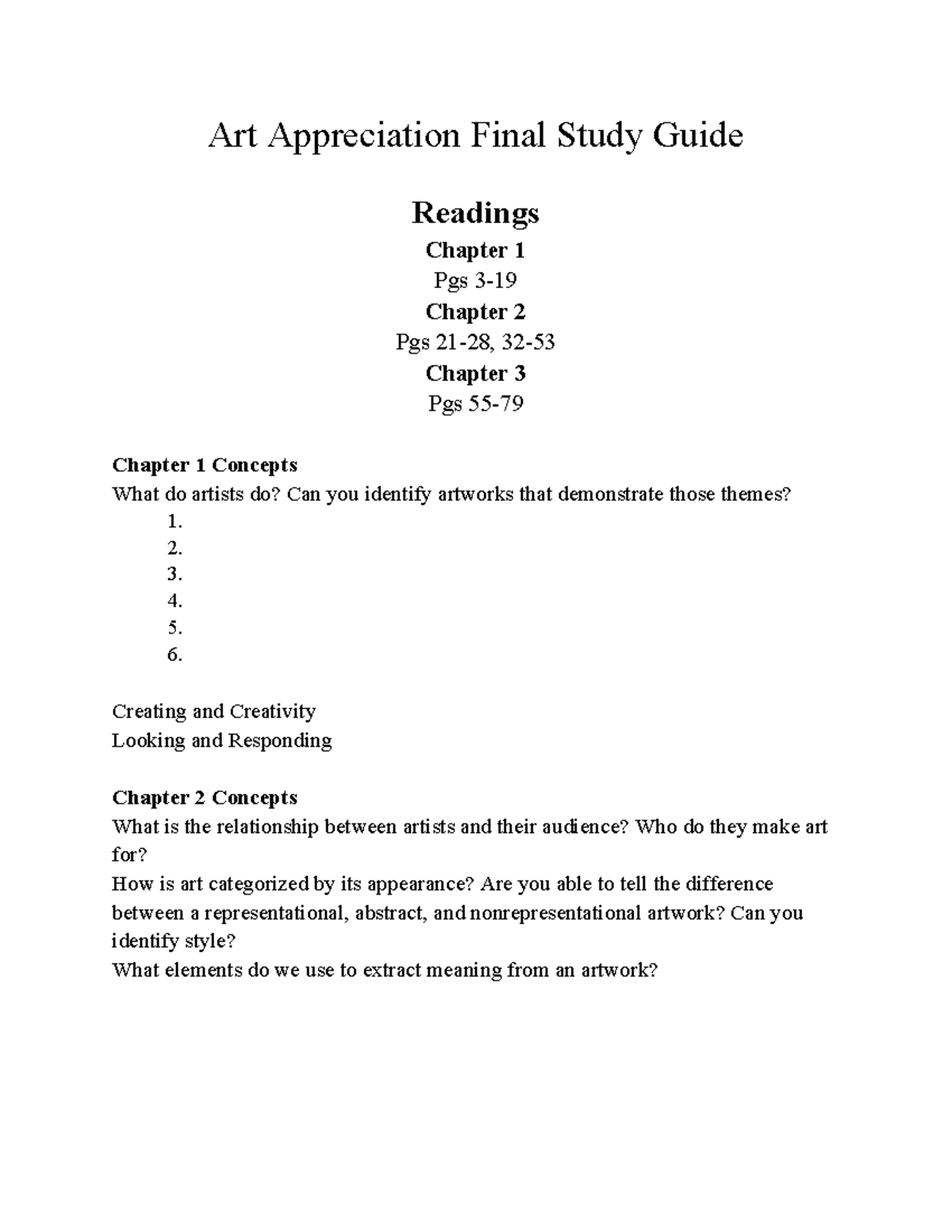ART101 Art Appreciation Final Study Guide & Key Concepts Overview - Studocu