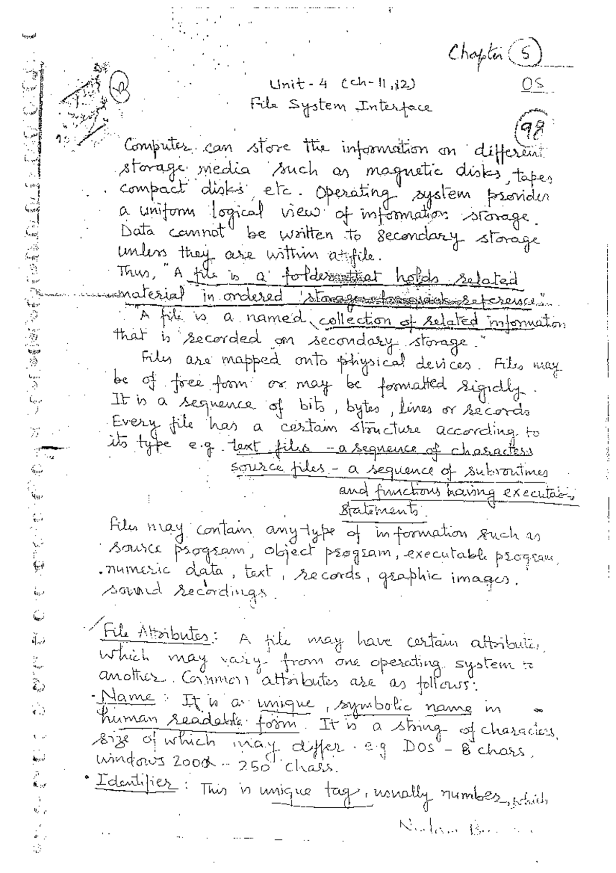 Module 5 - Chapter 5 Unit 4 11,12) OS File System Interface 98 Computer ...