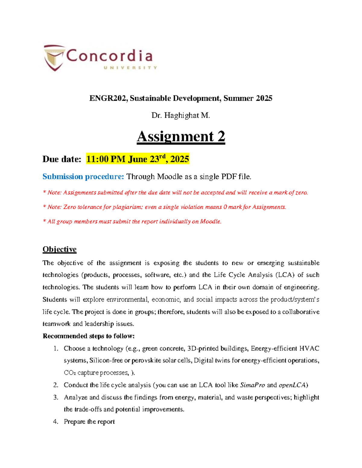 ENGR202 Assignment 2: Exploring Sustainable Technologies & LCA - Studocu