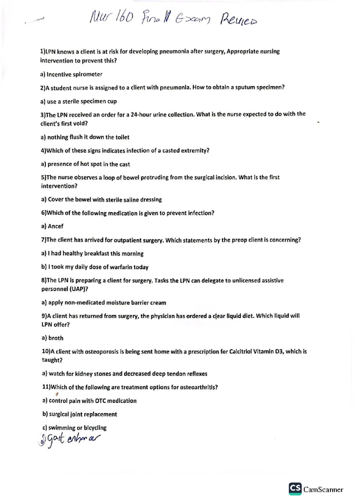 NUR 160 Final Exam Study Guide: Key Concepts & Review Questions - Studocu