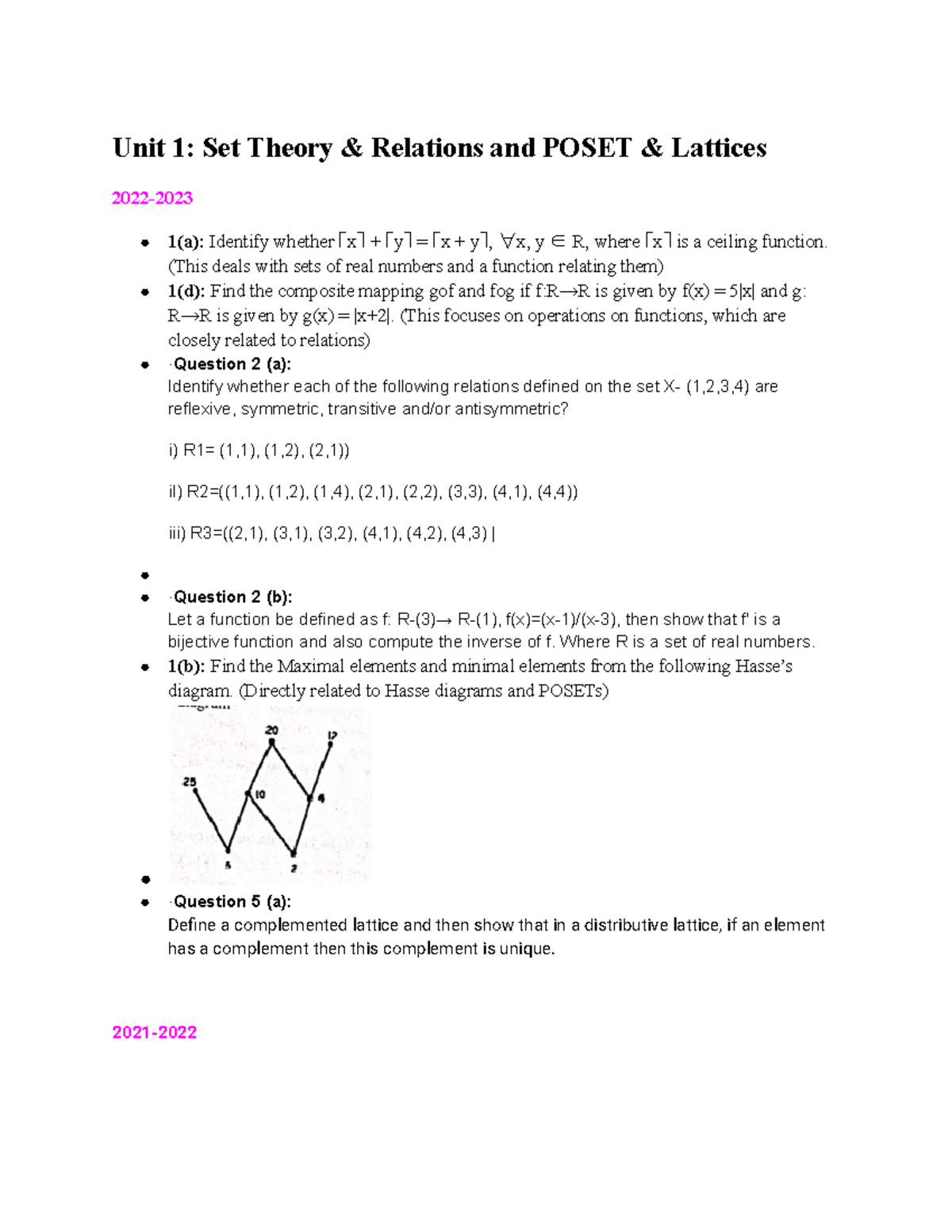 Discrete Structures PYQs: Set Theory, Functions, Logic, and Graphs ...