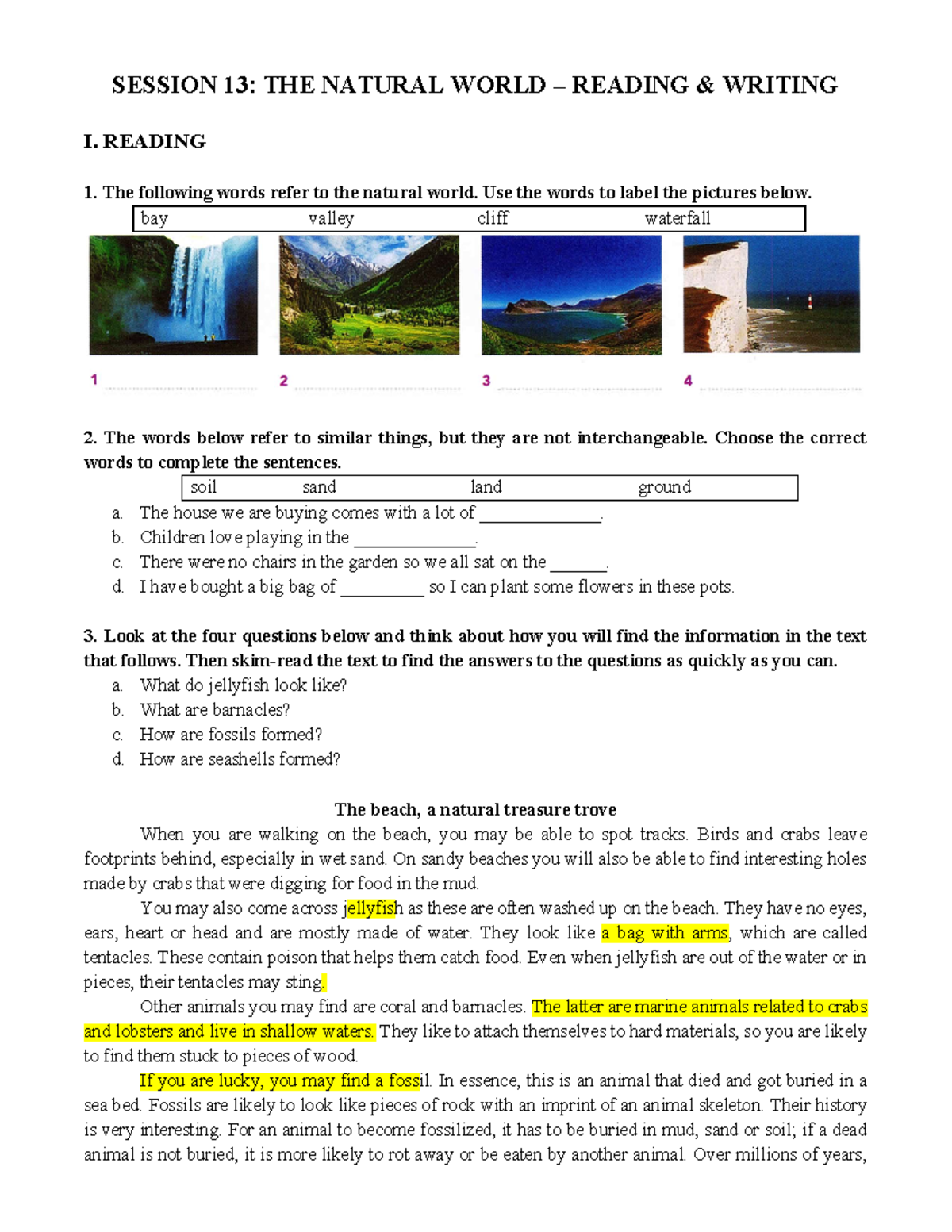 Session 13 THE Natural World Reading Writing - SESSION 13: THE NATURAL ...
