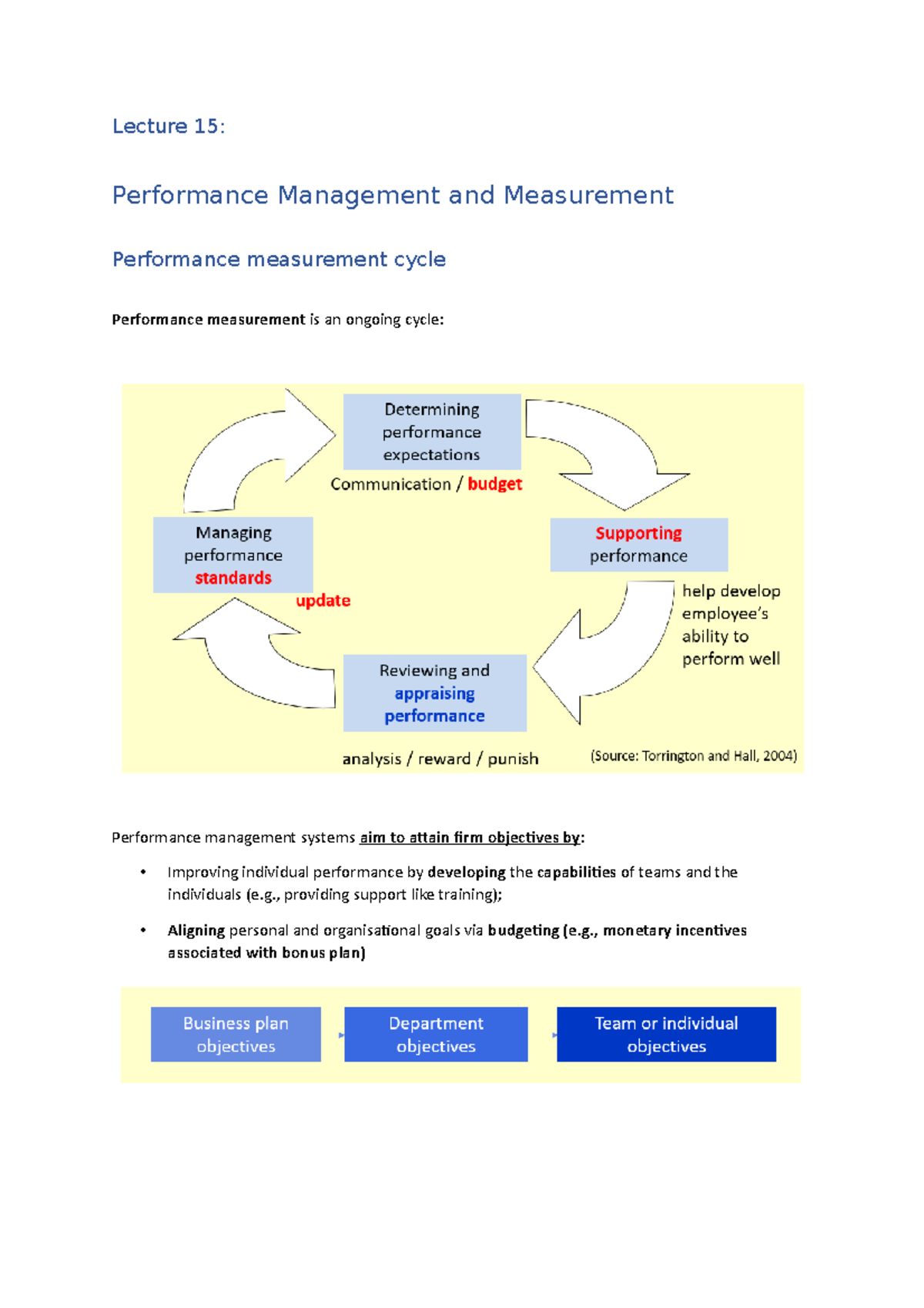 Lecture 15 - Performance Management and Measurement - Lecture 15 ...