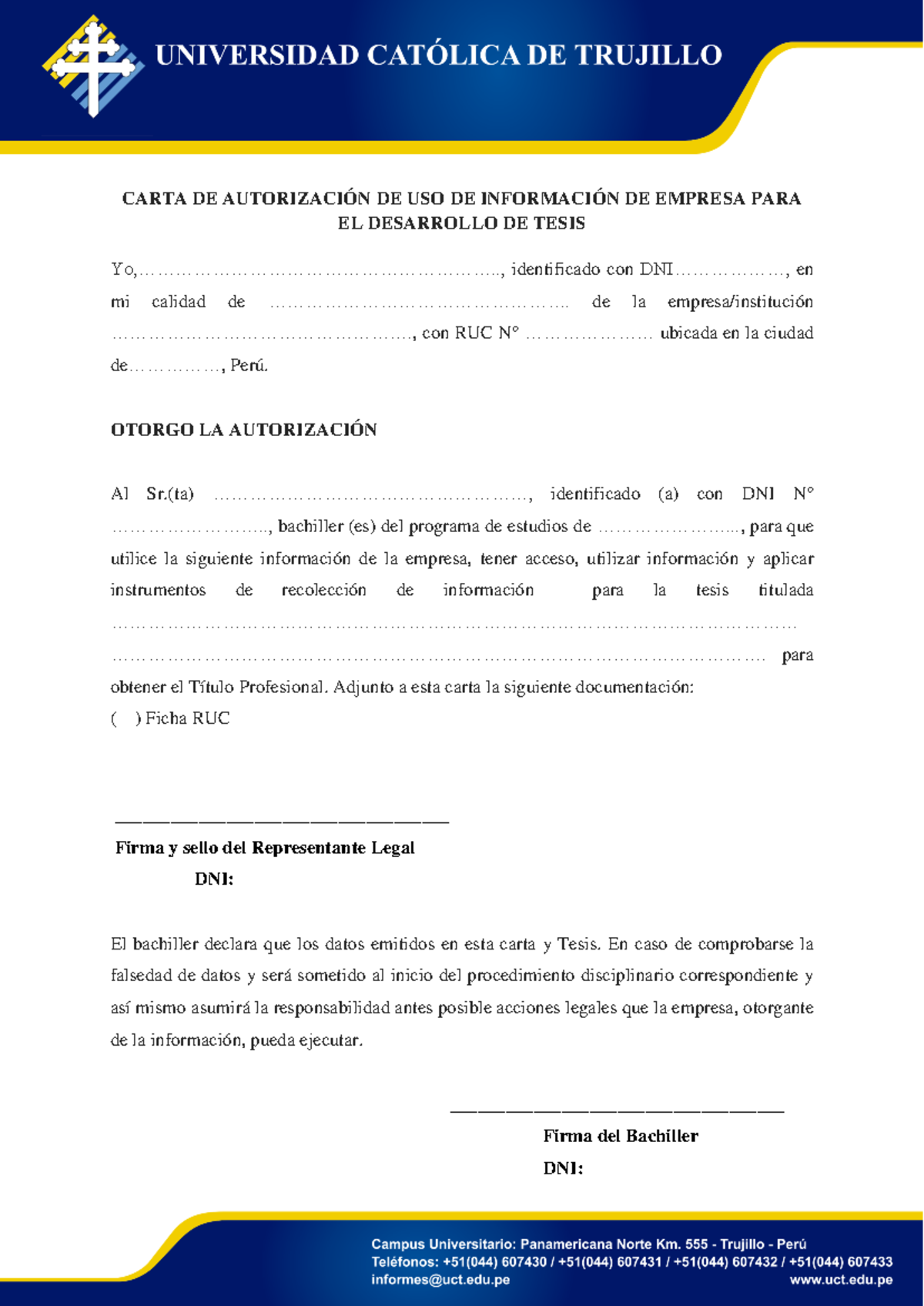 Carta de Autorización para Uso de Información de Empresa para Tesis - Document Preview