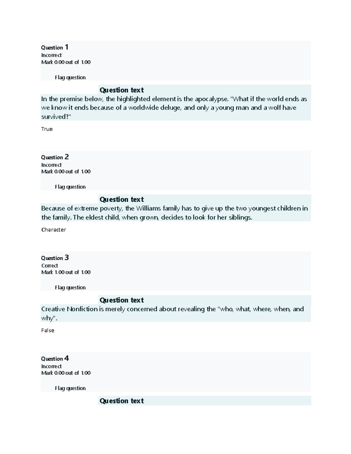 Creative Nonfiction (CNF) Exam Answer Key - Studocu