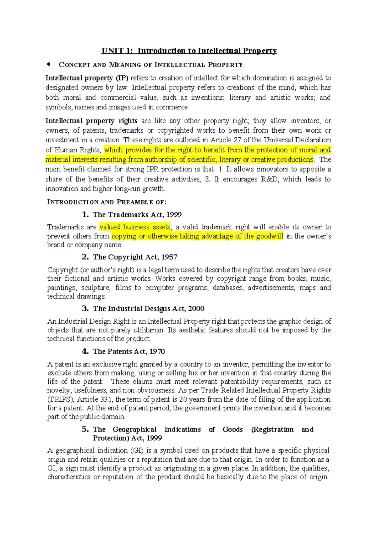 IPR Notes: Understanding Intellectual Property Rights & Patents - Studocu