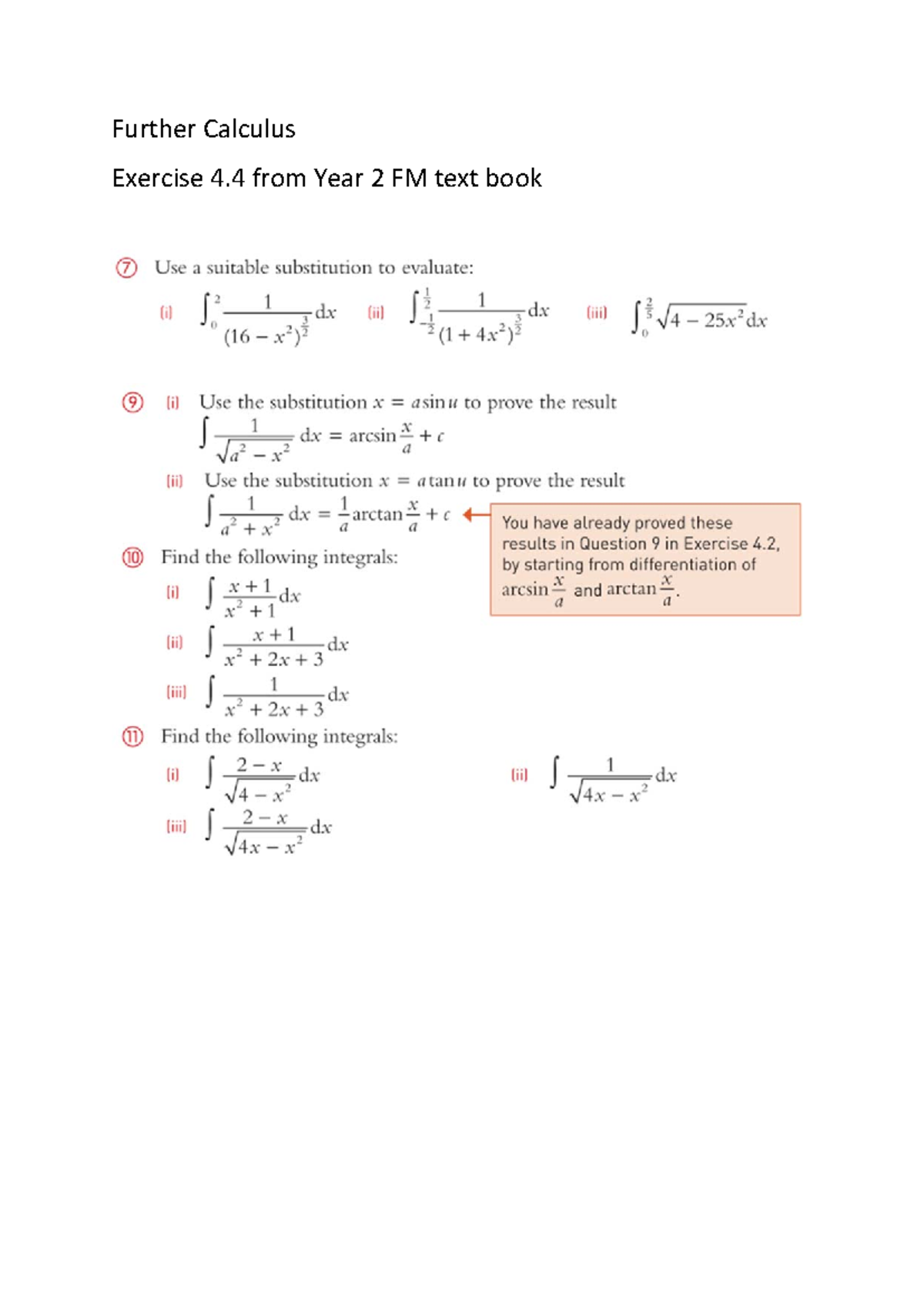 Further Calculus practice - FOUD0041 - Further Calculus Exercise 4 from ...