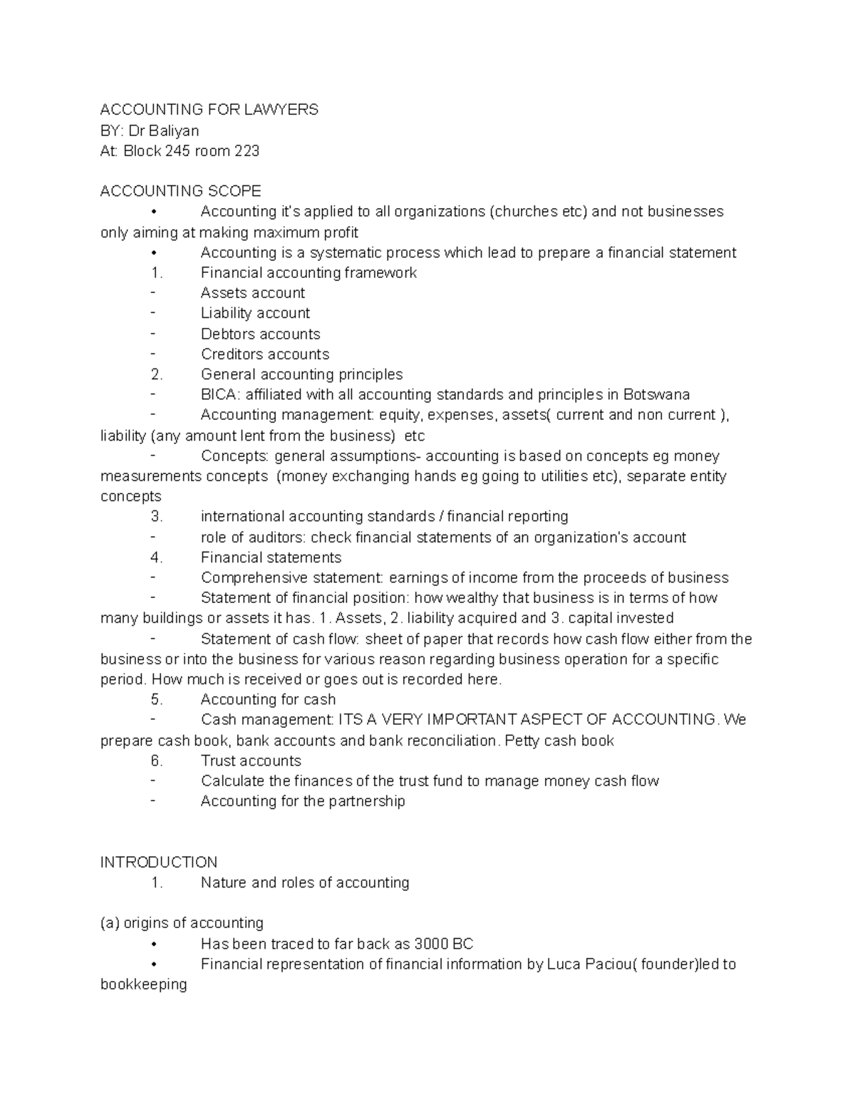 ACCOUNTING FOR LAWYERS: Class Notes on Financial Principles and ...