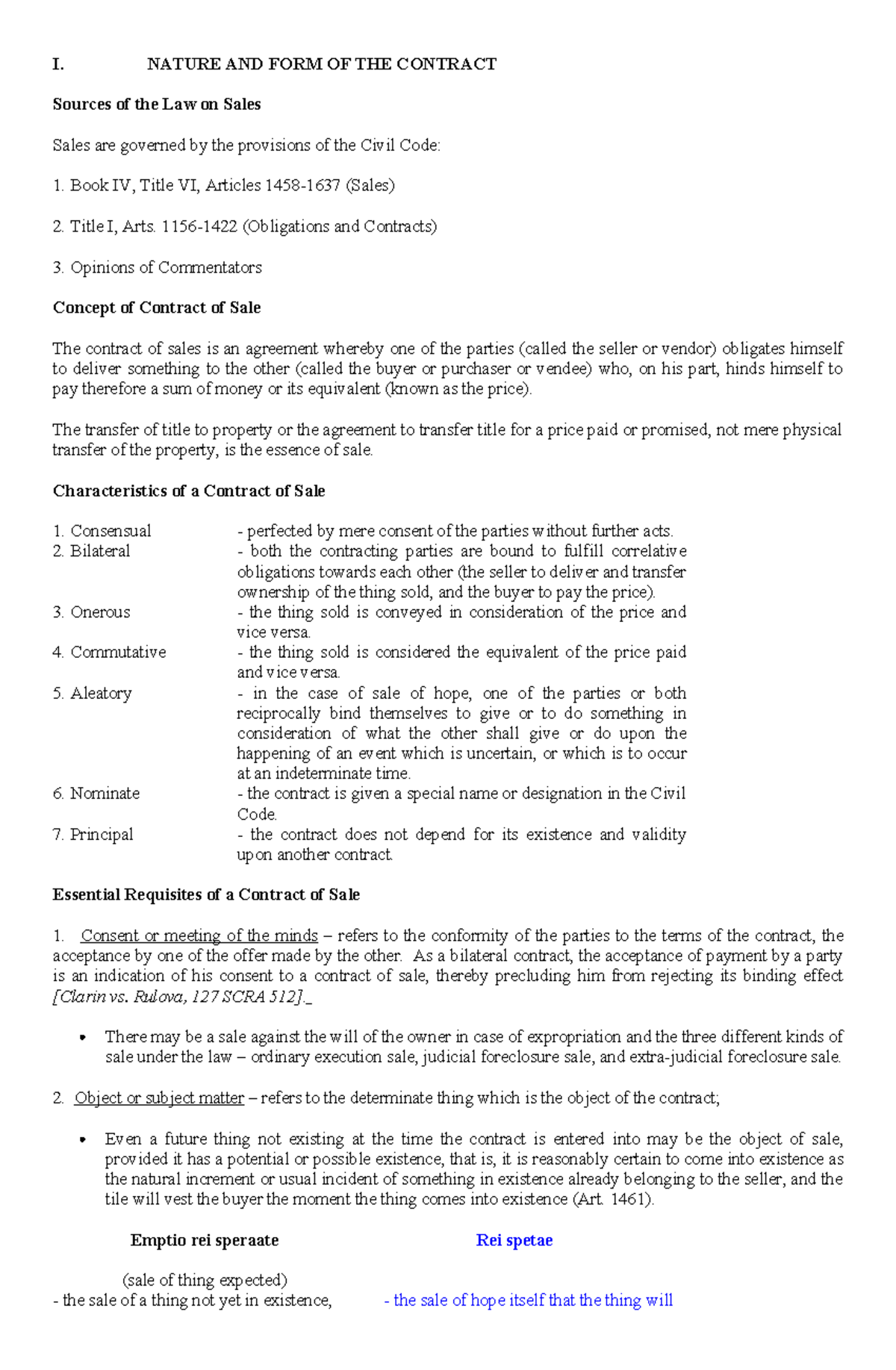 Contract of Sale Notes (Law 101): Nature, Characteristics, and ...
