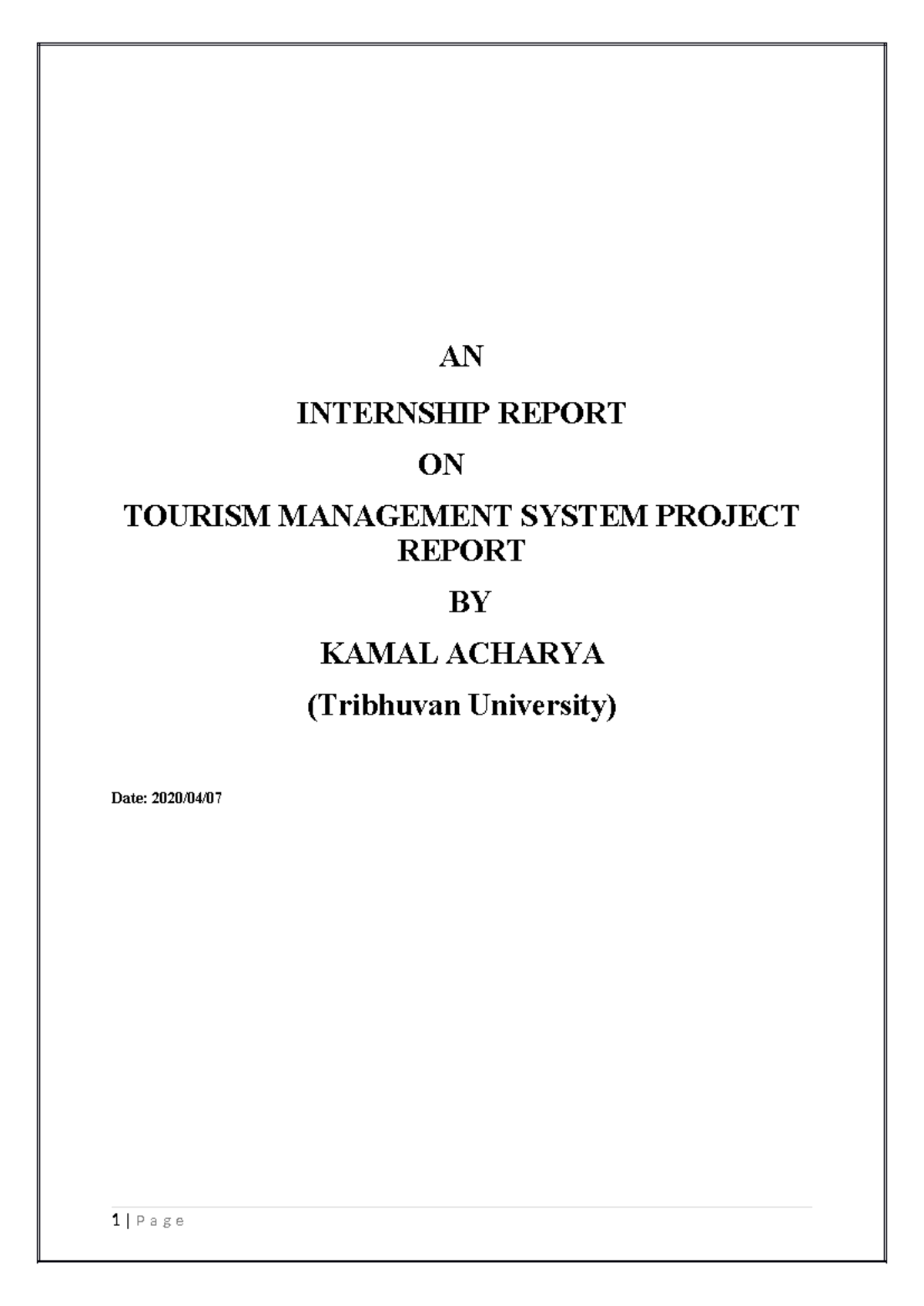 Tourism Management System Project Report (TMS) - Internship Analysis ...