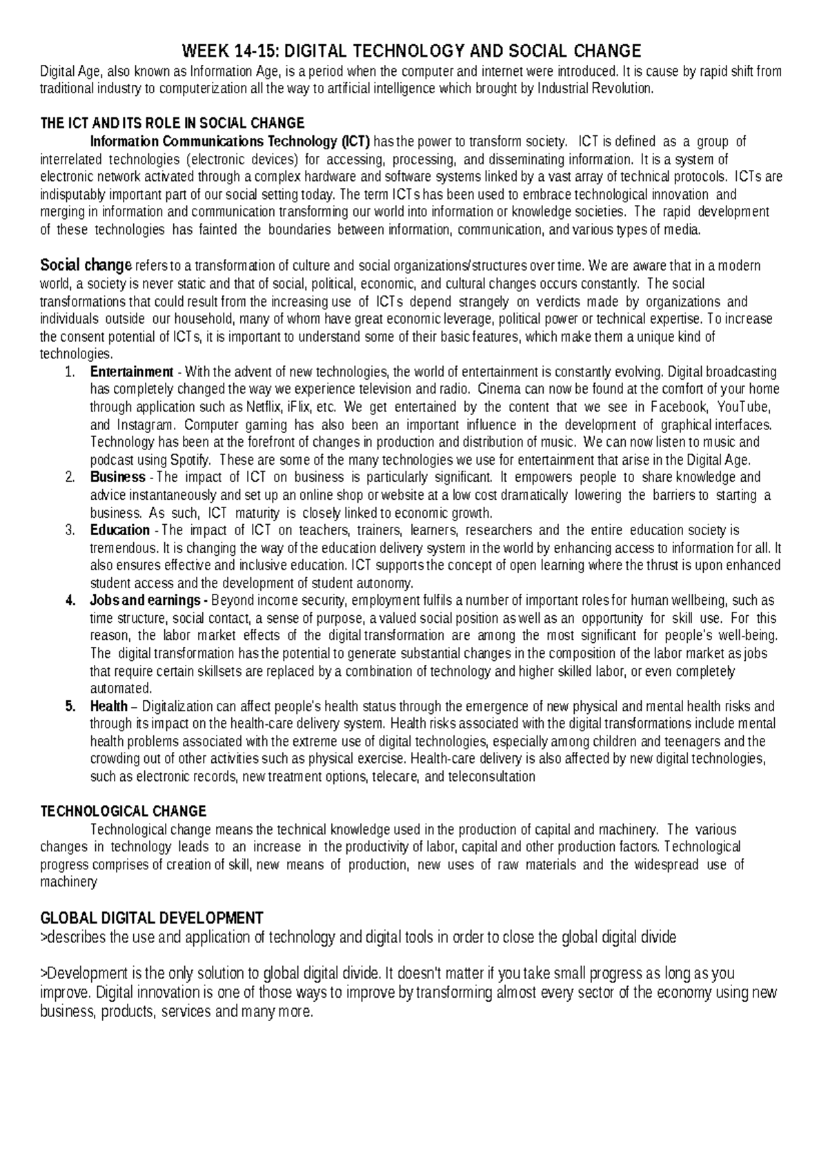 Digital Technology and Social Change - WEEK 14-15: DIGITAL TECHNOLOGY ...