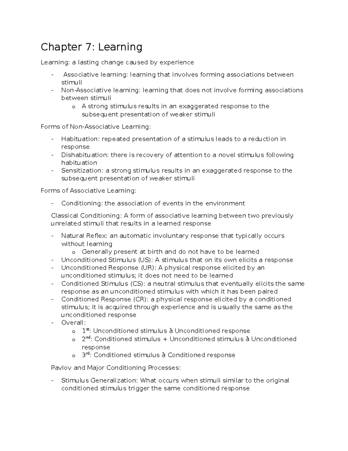 Chapter 7: Learning and its processes in psychology - Studocu